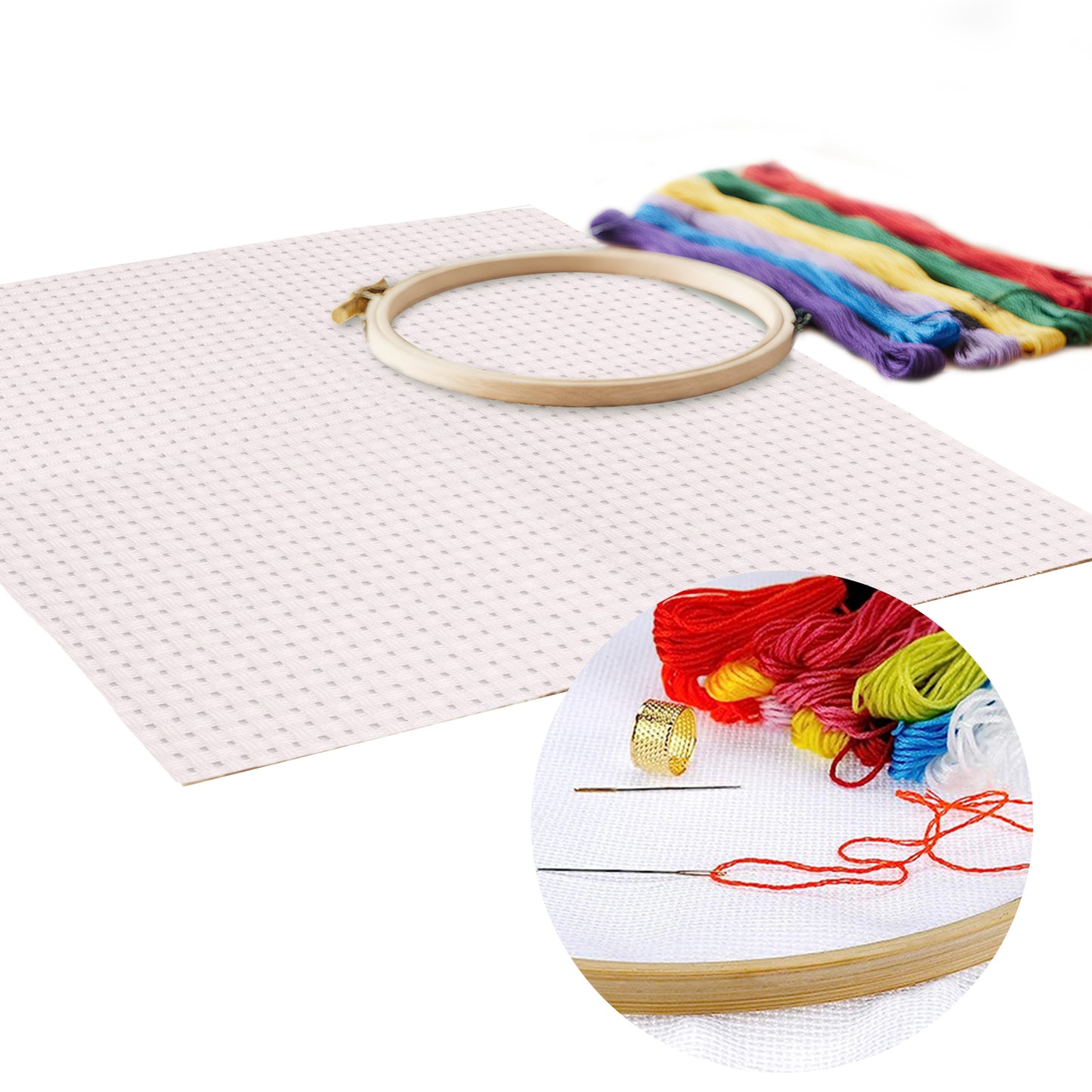 2PCS 11CT Cross Stitch Fabric 11.81x11.81 Inch Needlework Embroidery Fabric Embroidery Fabric Cloth for Garment Craft Needle-Embroidery DIY Decoration (White)