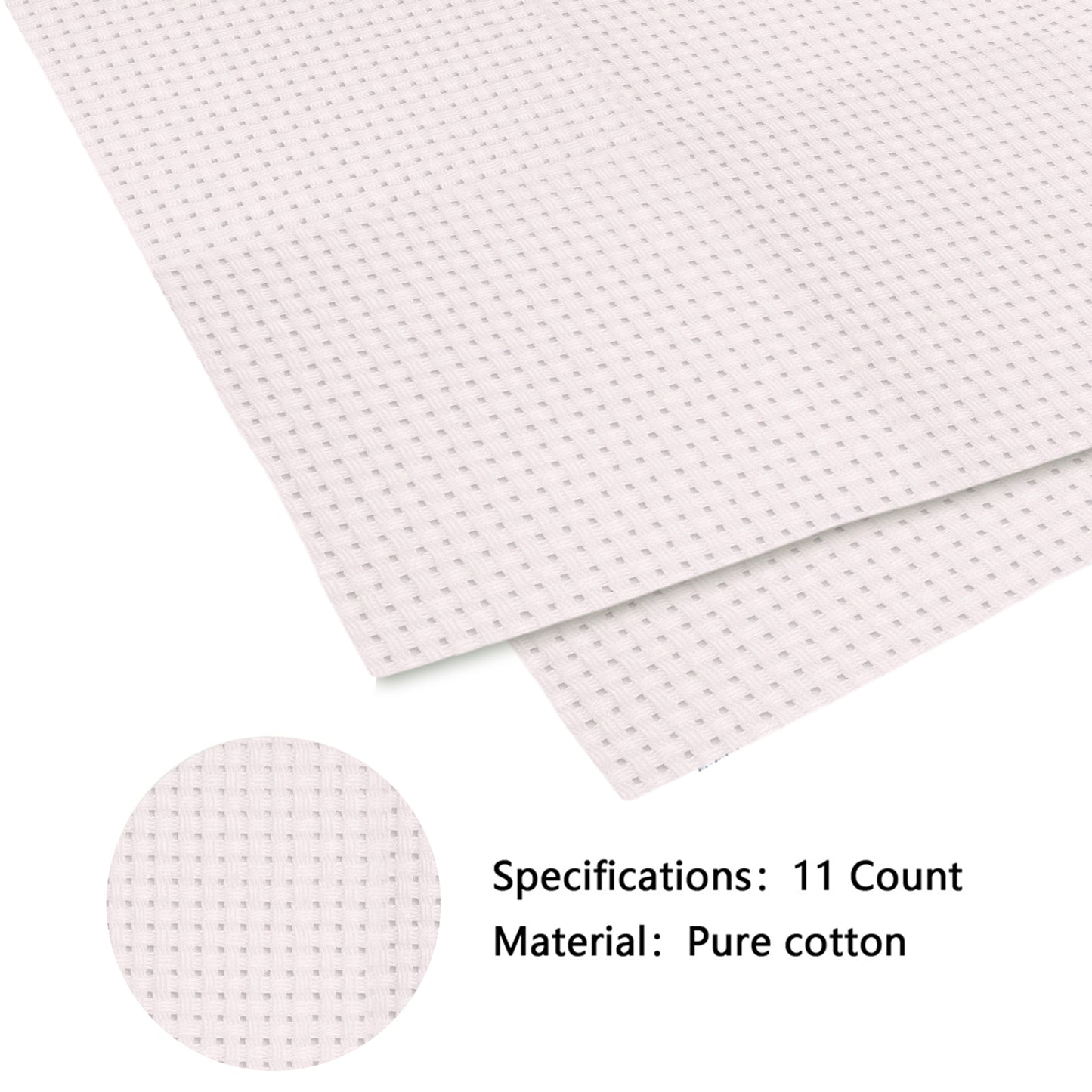 2PCS 11CT Cross Stitch Fabric 11.81x11.81 Inch Needlework Embroidery Fabric Embroidery Fabric Cloth for Garment Craft Needle-Embroidery DIY Decoration (White)