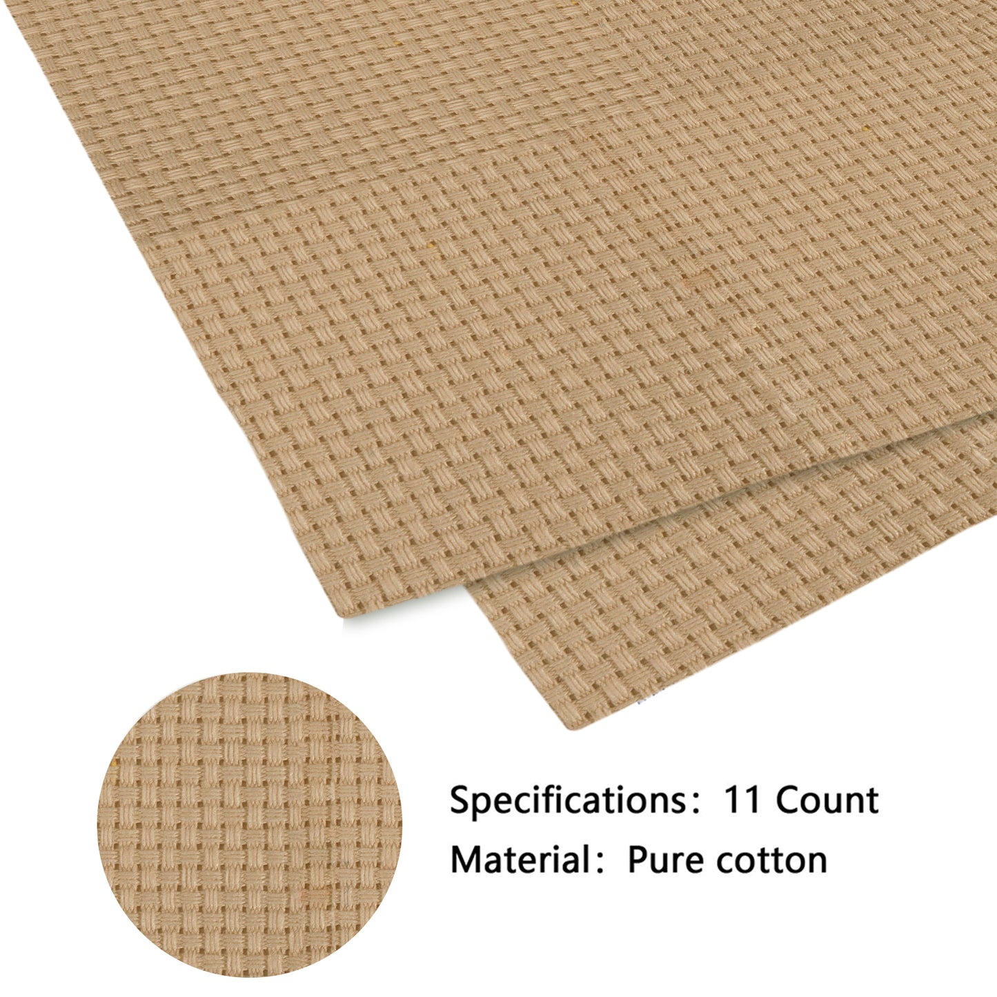 2PCS 11CT Cross Stitch Fabric 11.81x11.81 Inch Needlework Embroidery Fabric Embroidery Fabric Cloth for Garment Craft Needle-Embroidery DIY Decoration (Beige)