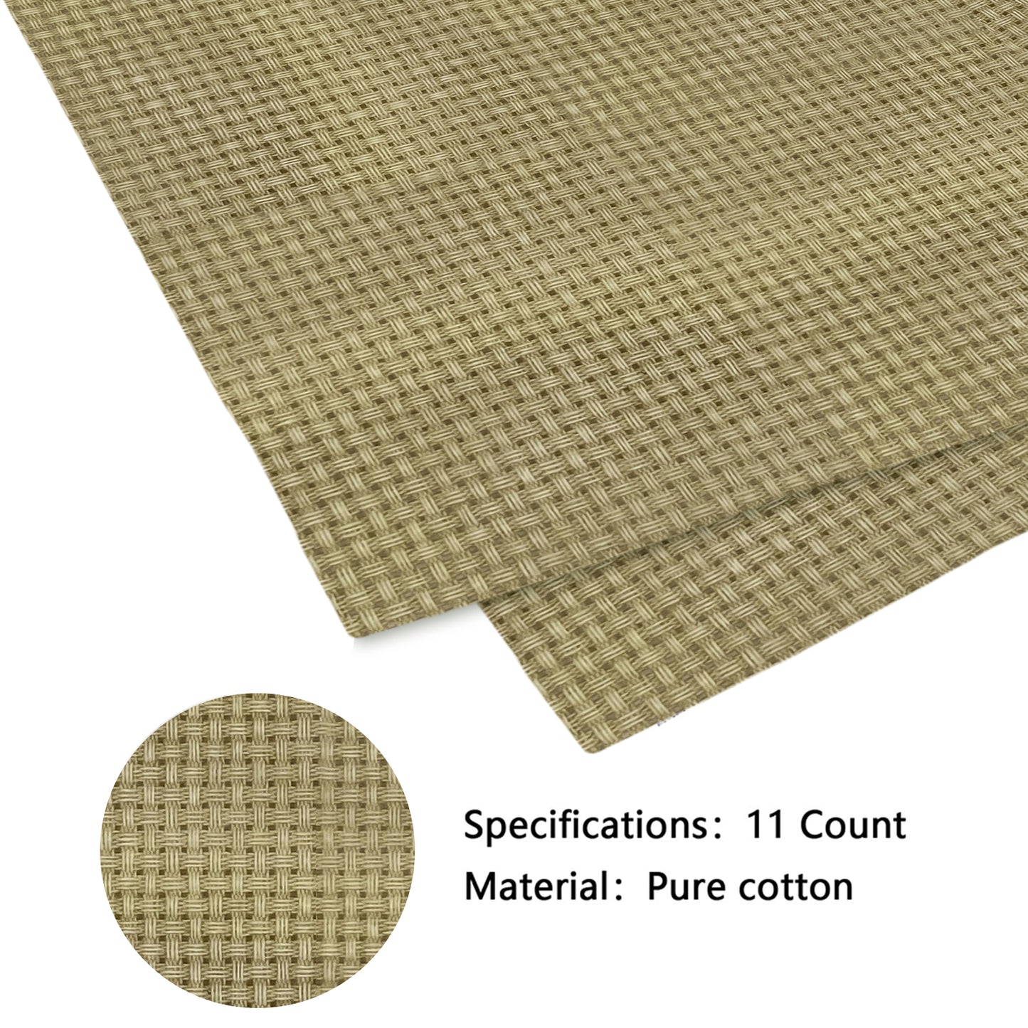 2PCS 11CT Cross Stitch Fabric 11.81x11.81 Inch Needlework Embroidery Fabric Embroidery Fabric Cloth for Garment Craft Needle-Embroidery DIY Decoration (Taupe)