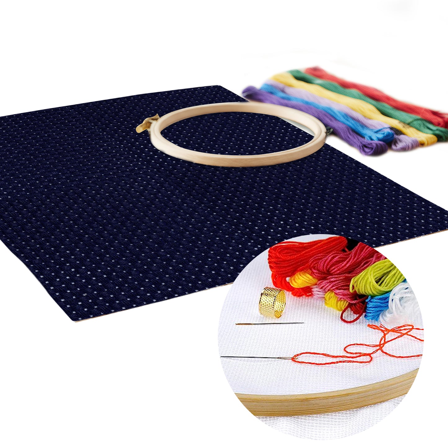 2PCS 11CT Cross Stitch Fabric 11.81x11.81 Inch Needlework Embroidery Fabric Embroidery Fabric Cloth for Garment Craft Needle-Embroidery DIY Decoration (Dark Blue)