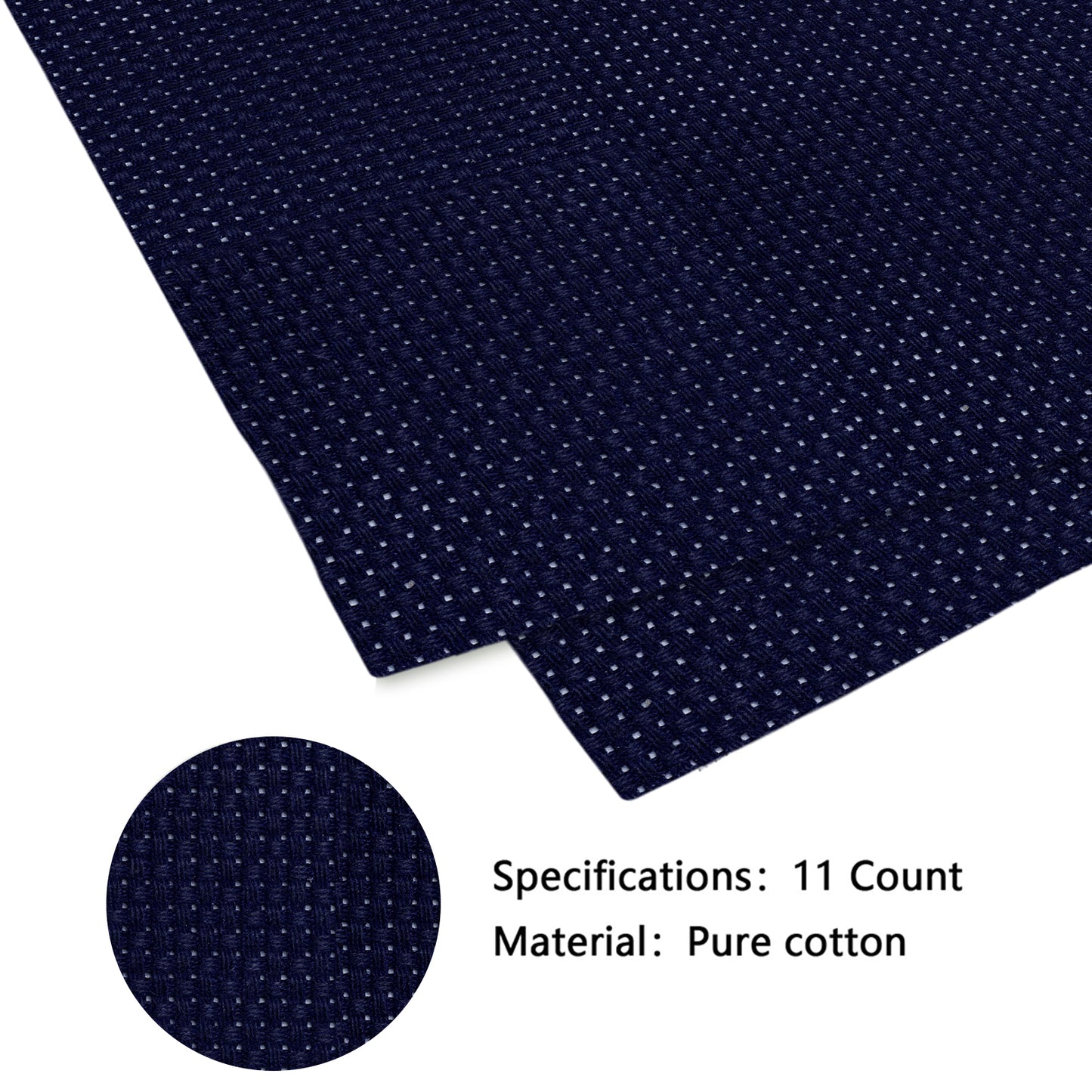 2PCS 11CT Cross Stitch Fabric 11.81x11.81 Inch Needlework Embroidery Fabric Embroidery Fabric Cloth for Garment Craft Needle-Embroidery DIY Decoration (Dark Blue)