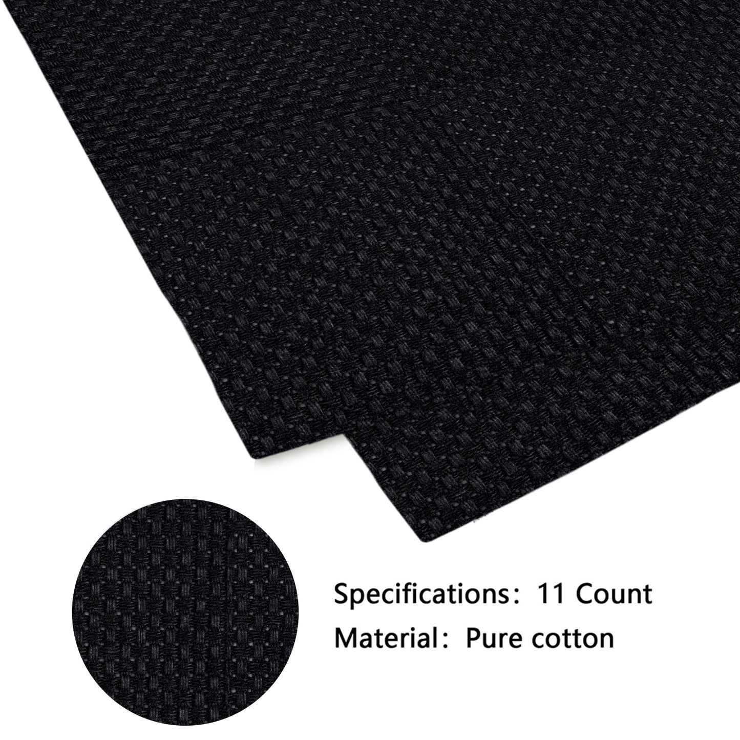 2PCS 11CT Cross Stitch Fabric 11.81x11.81 Inch Needlework Embroidery Fabric Embroidery Fabric Cloth for Garment Craft Needle-Embroidery DIY Decoration (Black)