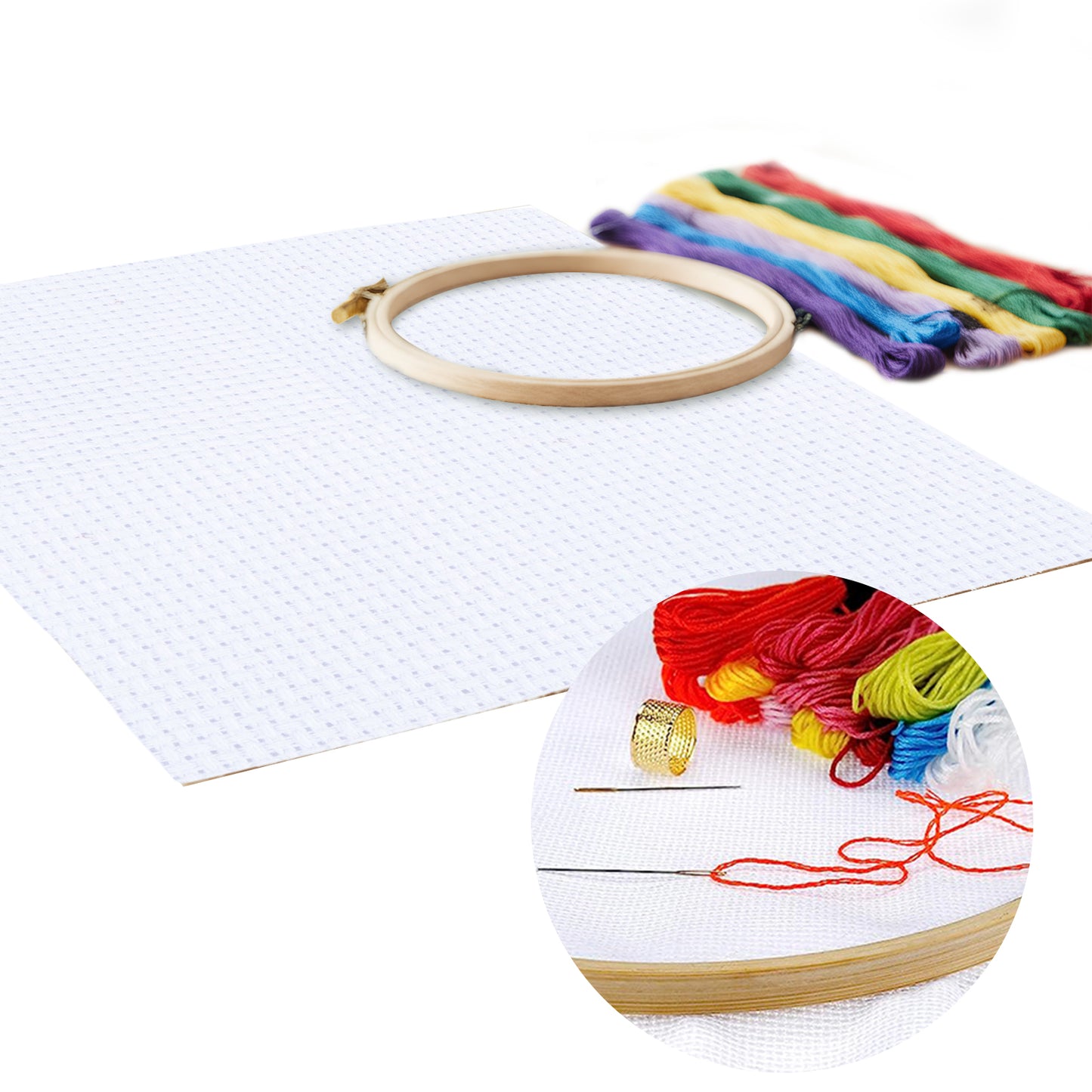 2PCS 14CT Cross Stitch Fabric 11.81x11.81 Inch Needlework Embroidery Fabric Embroidery Fabric Cloth for Garment Craft Needle-Embroidery DIY Decoration (Bleached White)