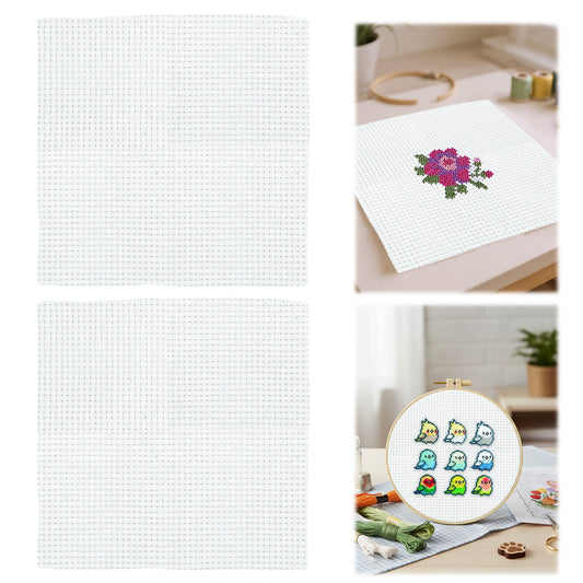 2PCS 14CT Cross Stitch Fabric 11.81x11.81 Inch Needlework Embroidery Fabric Embroidery Fabric Cloth for Garment Craft Needle-Embroidery DIY Decoration (Natural White)