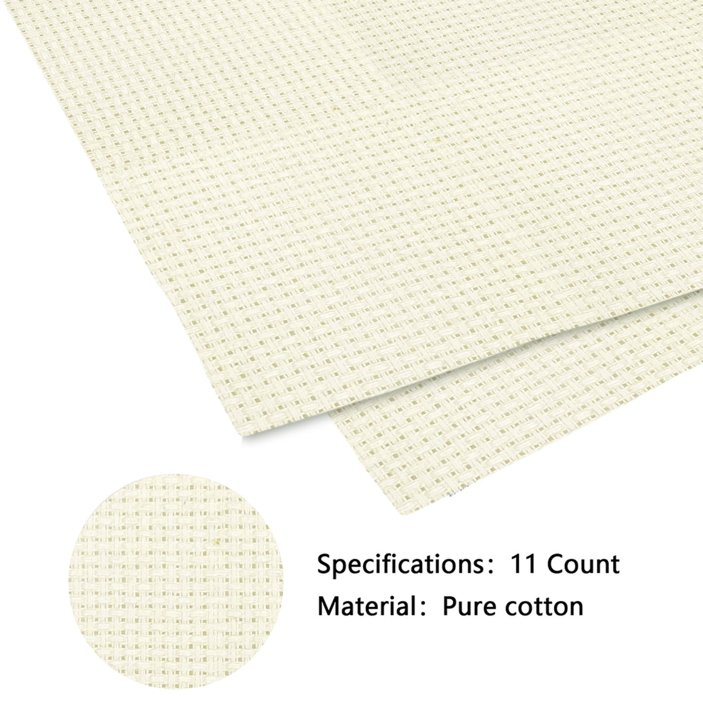 2PCS 14CT Cross Stitch Fabric 11.81x11.81 Inch Needlework Embroidery Fabric Embroidery Fabric Cloth for Garment Craft Needle-Embroidery DIY Decoration (Light Cream)