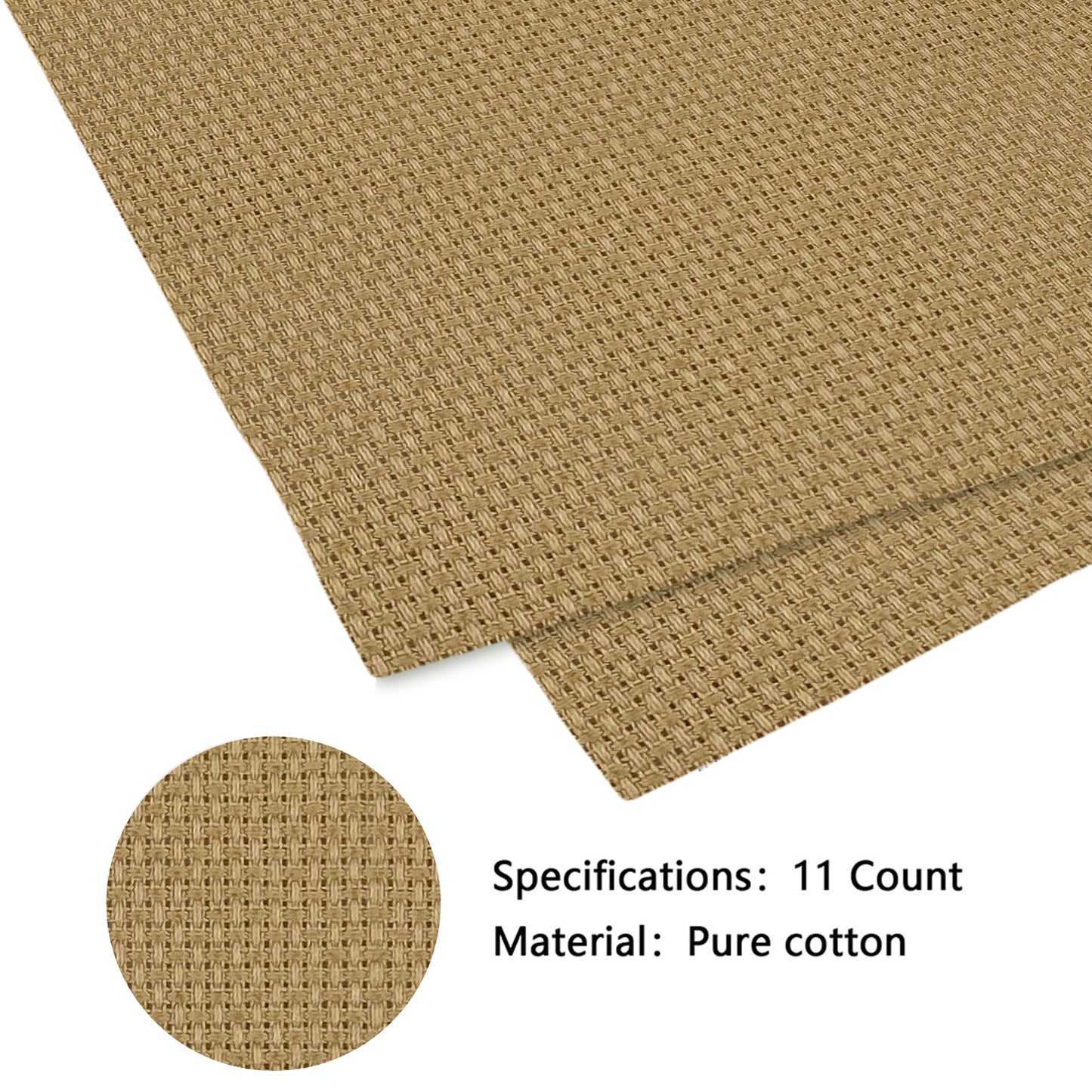 2PCS 14CT Cross Stitch Fabric 11.81x11.81 Inch Needlework Embroidery Fabric Embroidery Fabric Cloth for Garment Craft Needle-Embroidery DIY Decoration (Beige)
