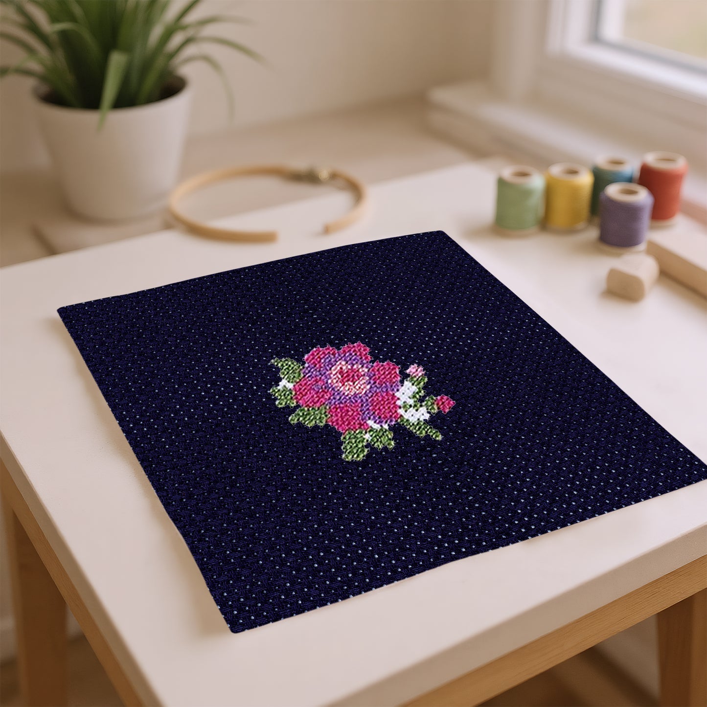 2PCS 14CT Cross Stitch Fabric 11.81x11.81 Inch Needlework Embroidery Fabric Embroidery Fabric Cloth for Garment Craft Needle-Embroidery DIY Decoration (Dark Blue)