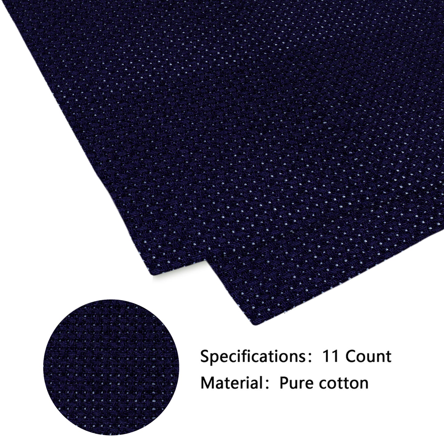 2PCS 14CT Cross Stitch Fabric 11.81x11.81 Inch Needlework Embroidery Fabric Embroidery Fabric Cloth for Garment Craft Needle-Embroidery DIY Decoration (Dark Blue)