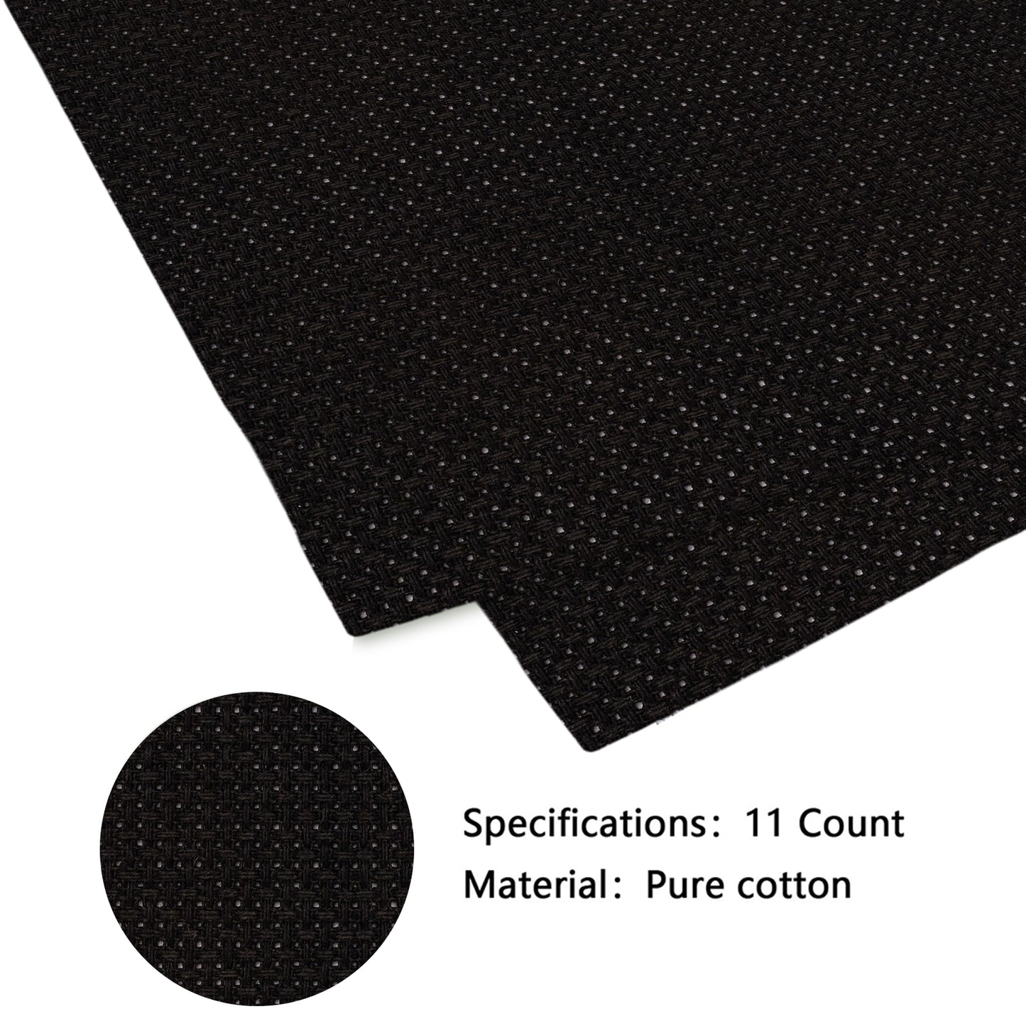 2PCS 14CT Cross Stitch Fabric 11.81x11.81 Inch Needlework Embroidery Fabric Embroidery Fabric Cloth for Garment Craft Needle-Embroidery DIY Decoration (Black)