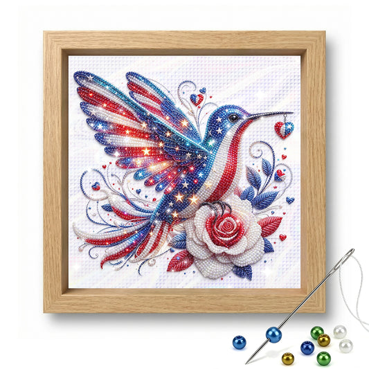 Independence Day - Partial 11CT Stamped Cross Stitch - Bead Embroidery 36x36CM/14.17x14.17in