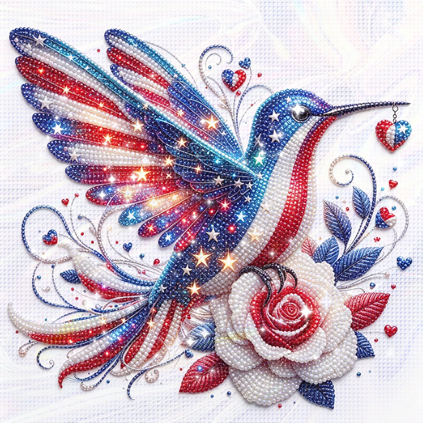 Independence Day - Partial 11CT Stamped Cross Stitch - Bead Embroidery 36x36CM/14.17x14.17in