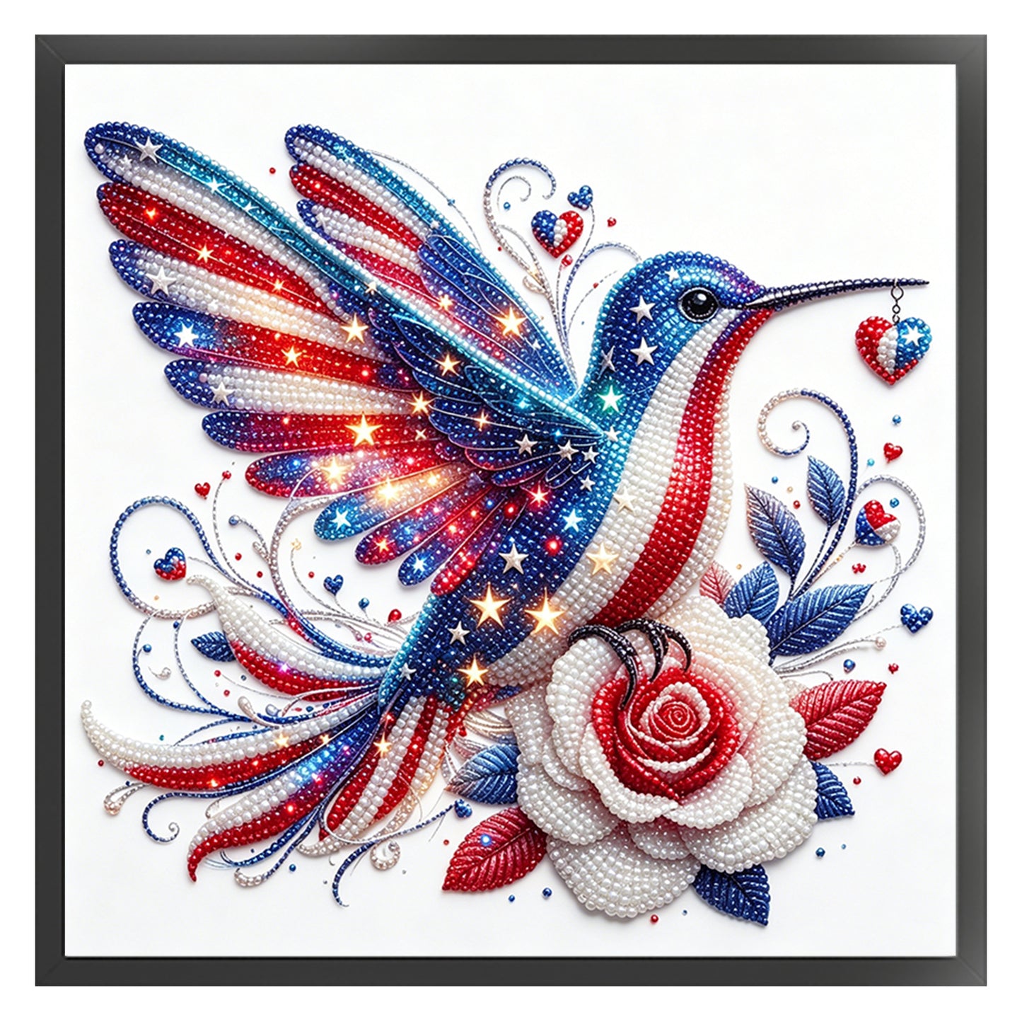 Independence Day - Partial 11CT Stamped Cross Stitch - Bead Embroidery 36x36CM/14.17x14.17in