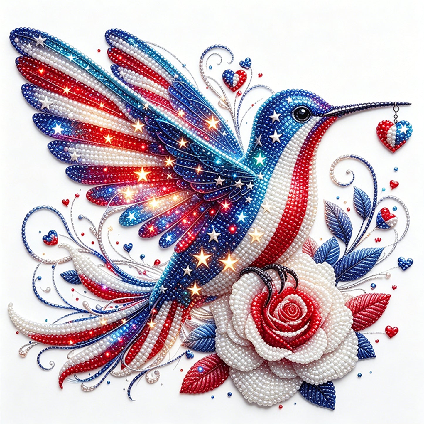 Independence Day - Partial 11CT Stamped Cross Stitch - Bead Embroidery 36x36CM/14.17x14.17in
