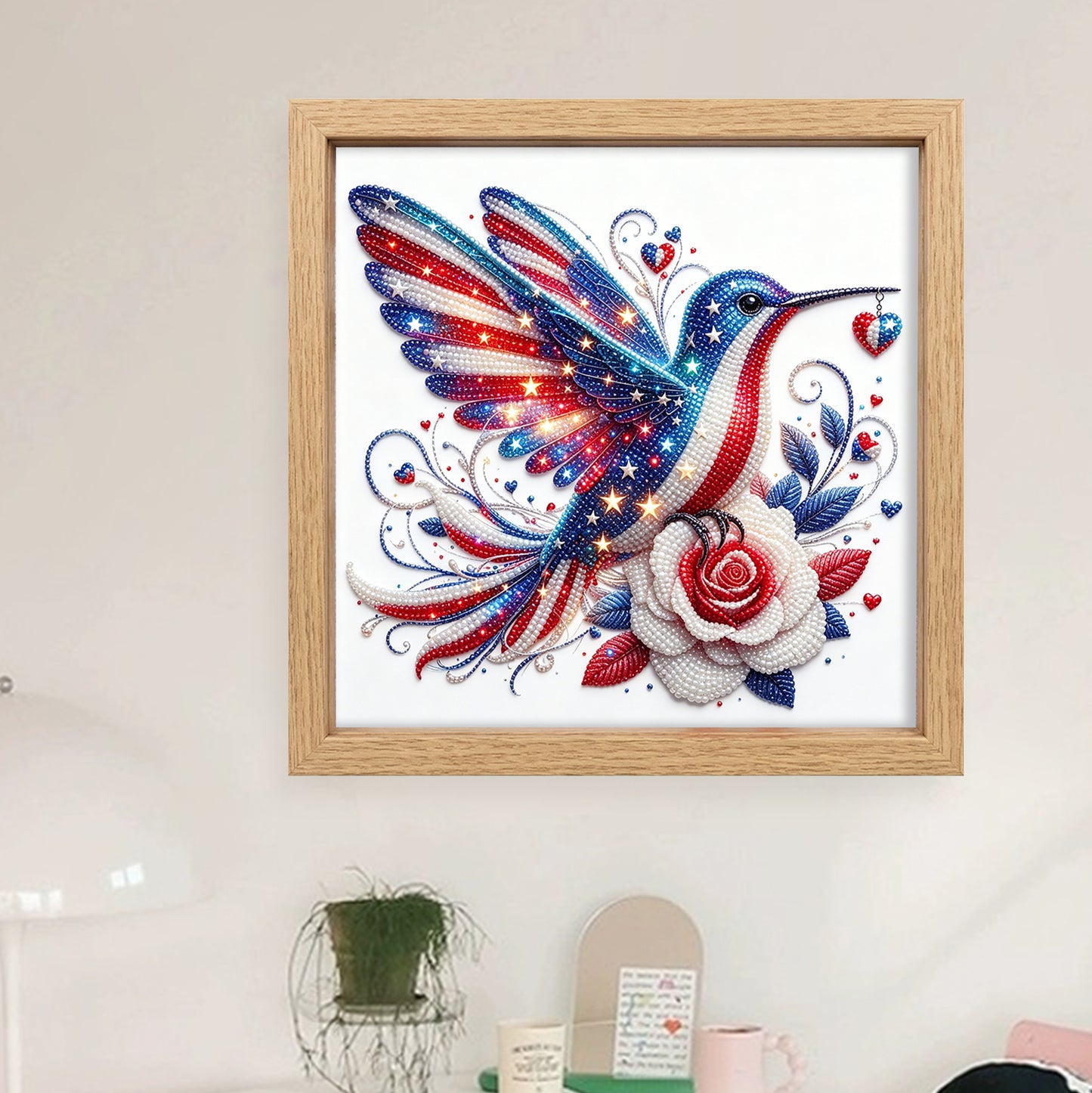 Independence Day - Partial 11CT Stamped Cross Stitch - Bead Embroidery 36x36CM/14.17x14.17in