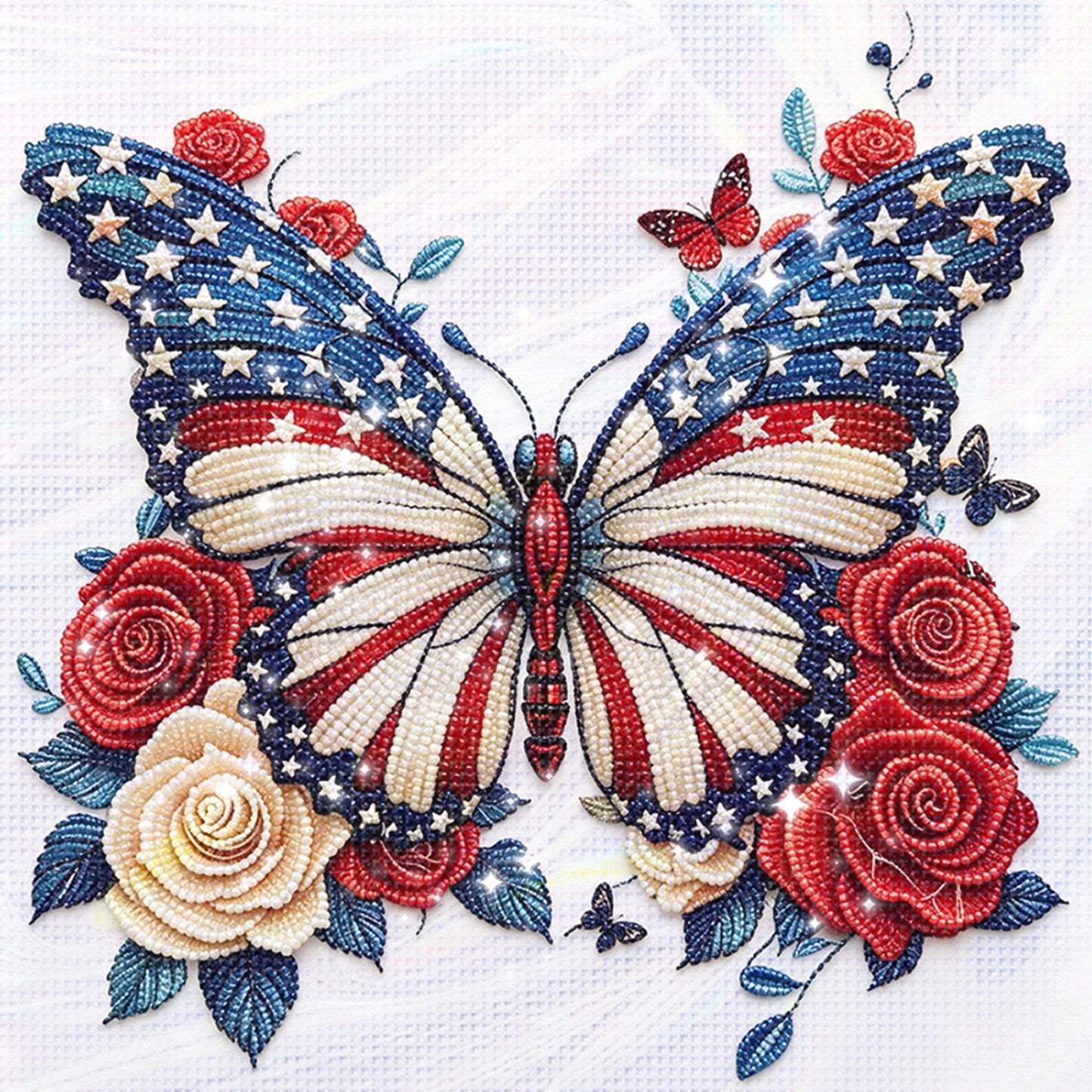 Independence Day - Partial 11CT Stamped Cross Stitch - Bead Embroidery 36x36CM/14.17x14.17in