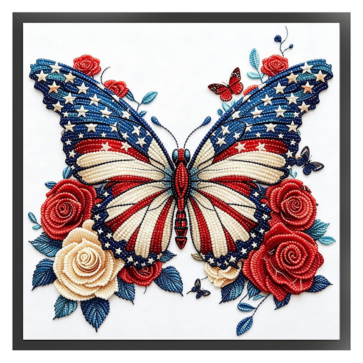 Independence Day - Partial 11CT Stamped Cross Stitch - Bead Embroidery 36x36CM/14.17x14.17in