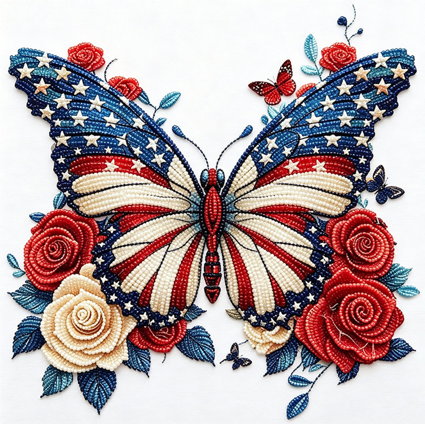 Independence Day - Partial 11CT Stamped Cross Stitch - Bead Embroidery 36x36CM/14.17x14.17in