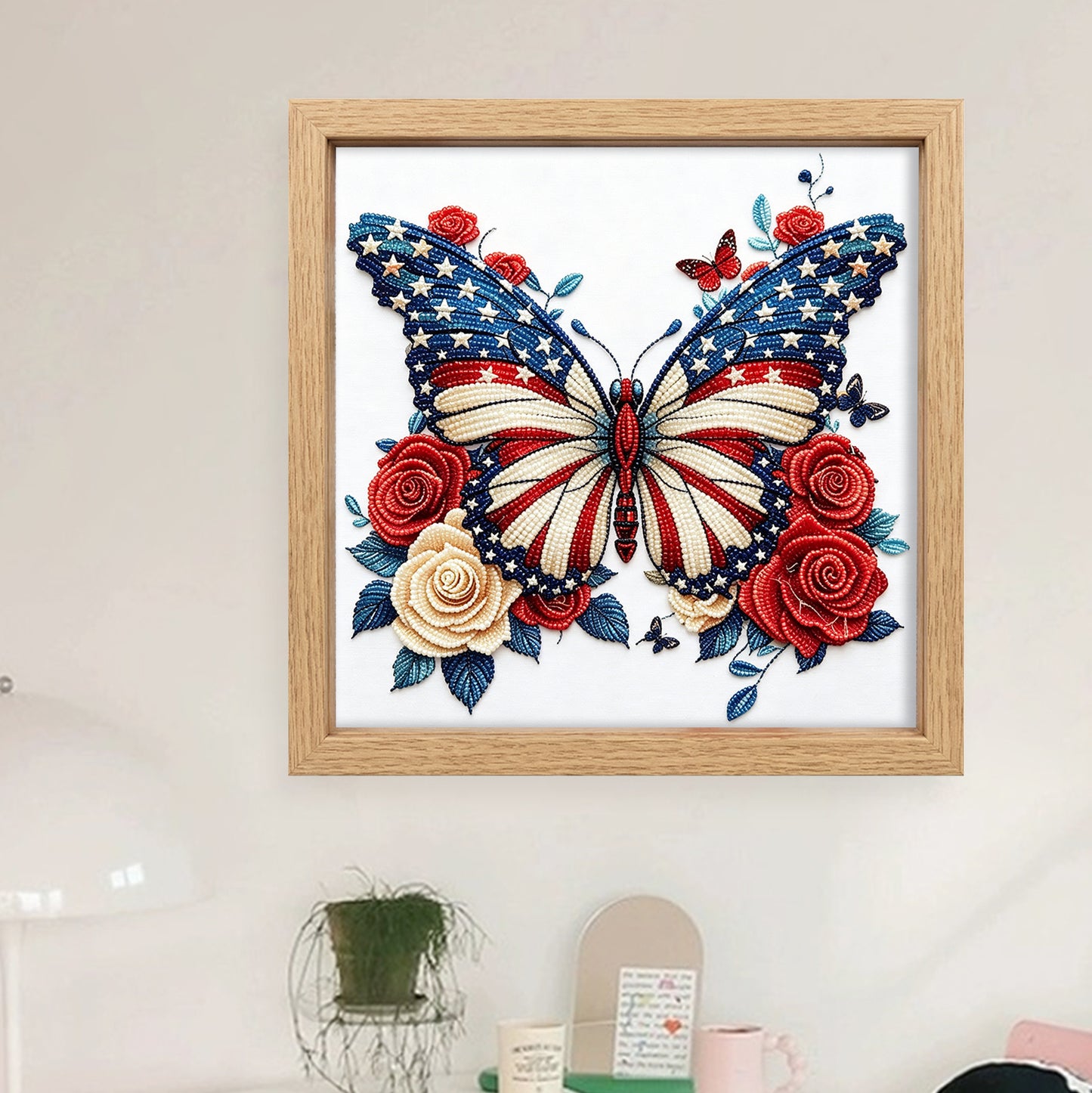 Independence Day - Partial 11CT Stamped Cross Stitch - Bead Embroidery 36x36CM/14.17x14.17in
