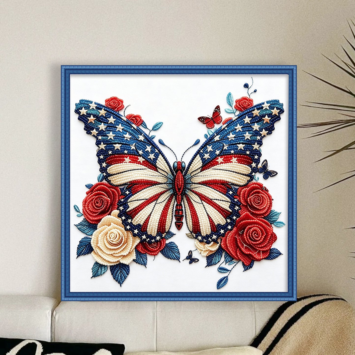 Independence Day - Partial 11CT Stamped Cross Stitch - Bead Embroidery 36x36CM/14.17x14.17in