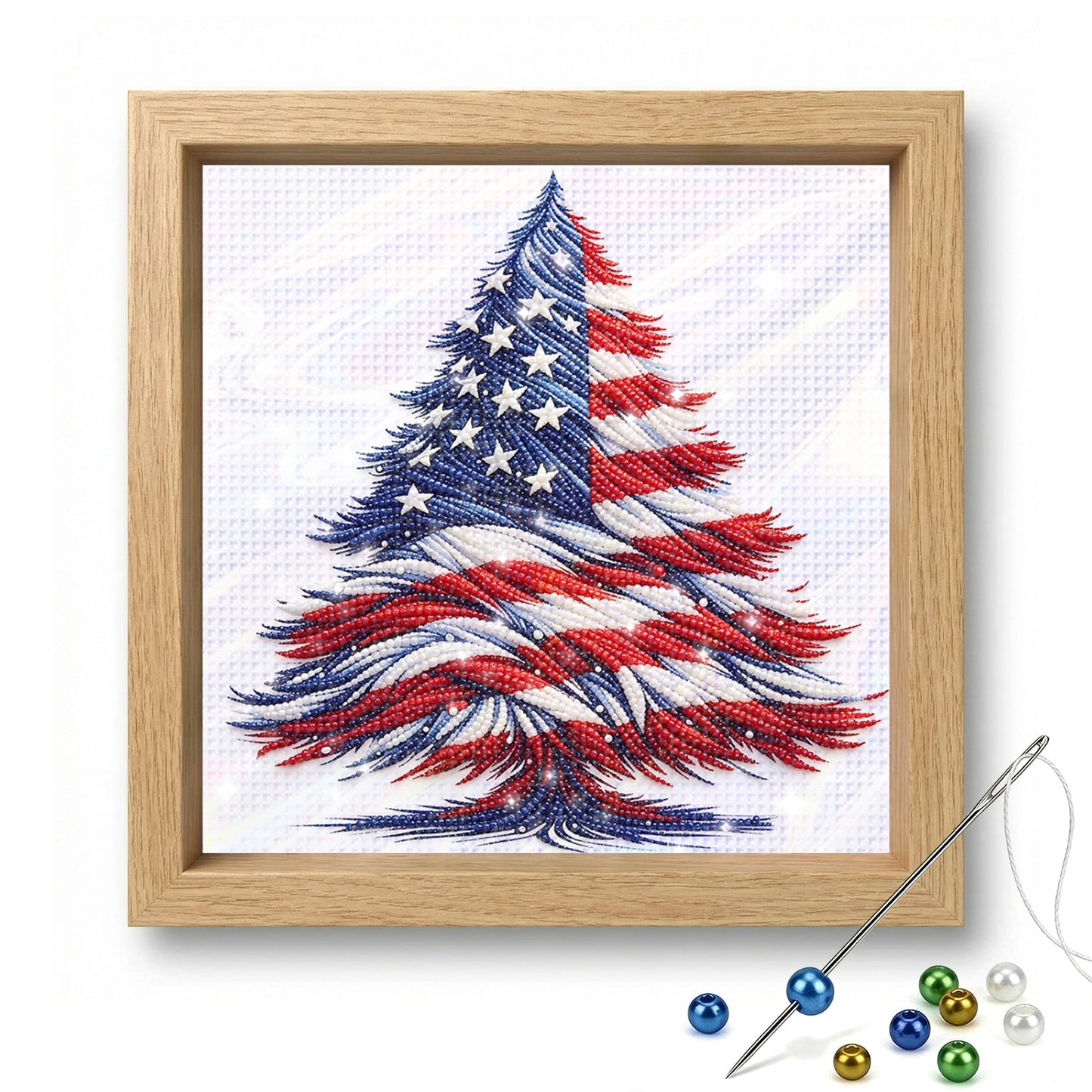Independence Day - Partial 11CT Stamped Cross Stitch - Bead Embroidery 36x36CM/14.17x14.17in
