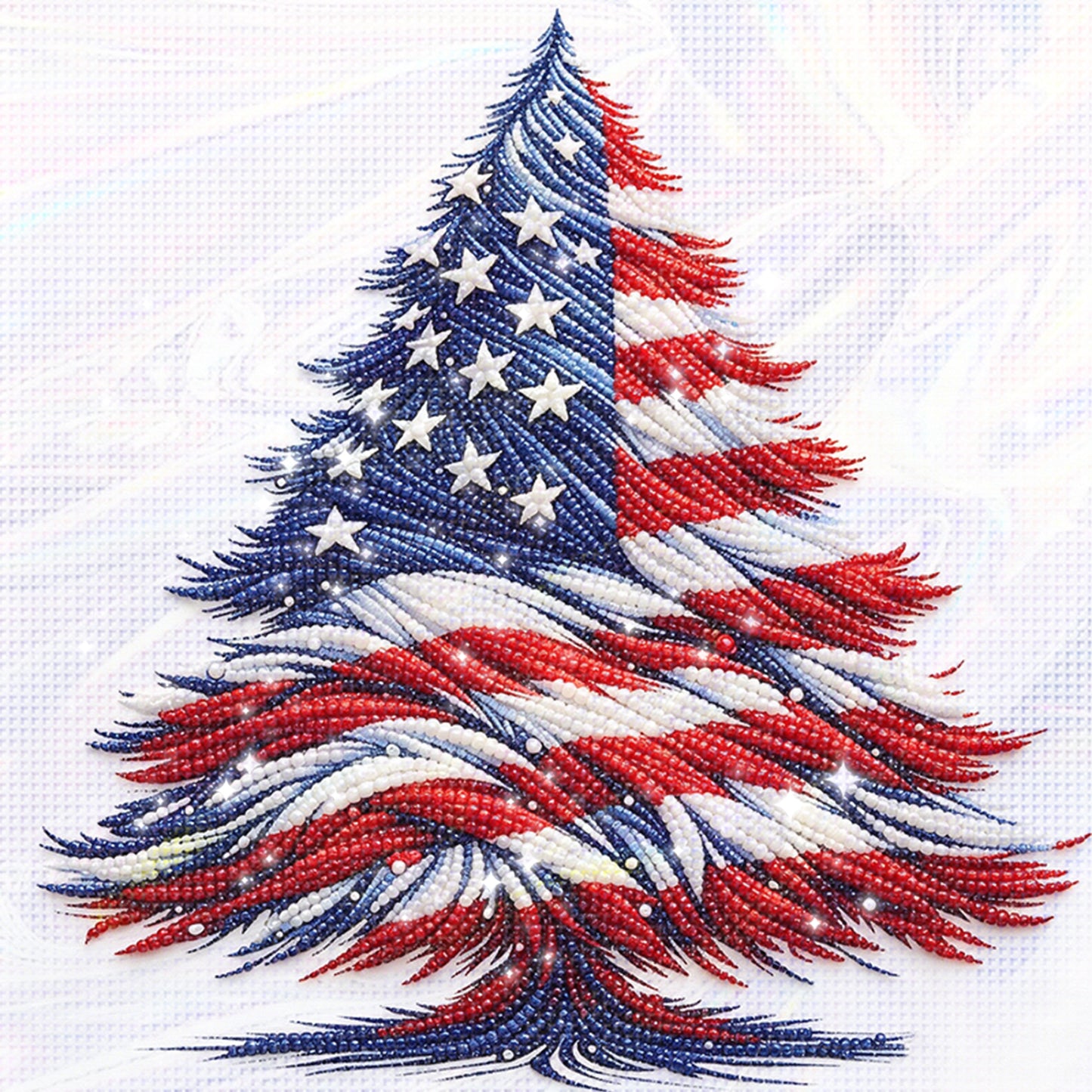 Independence Day - Partial 11CT Stamped Cross Stitch - Bead Embroidery 36x36CM/14.17x14.17in