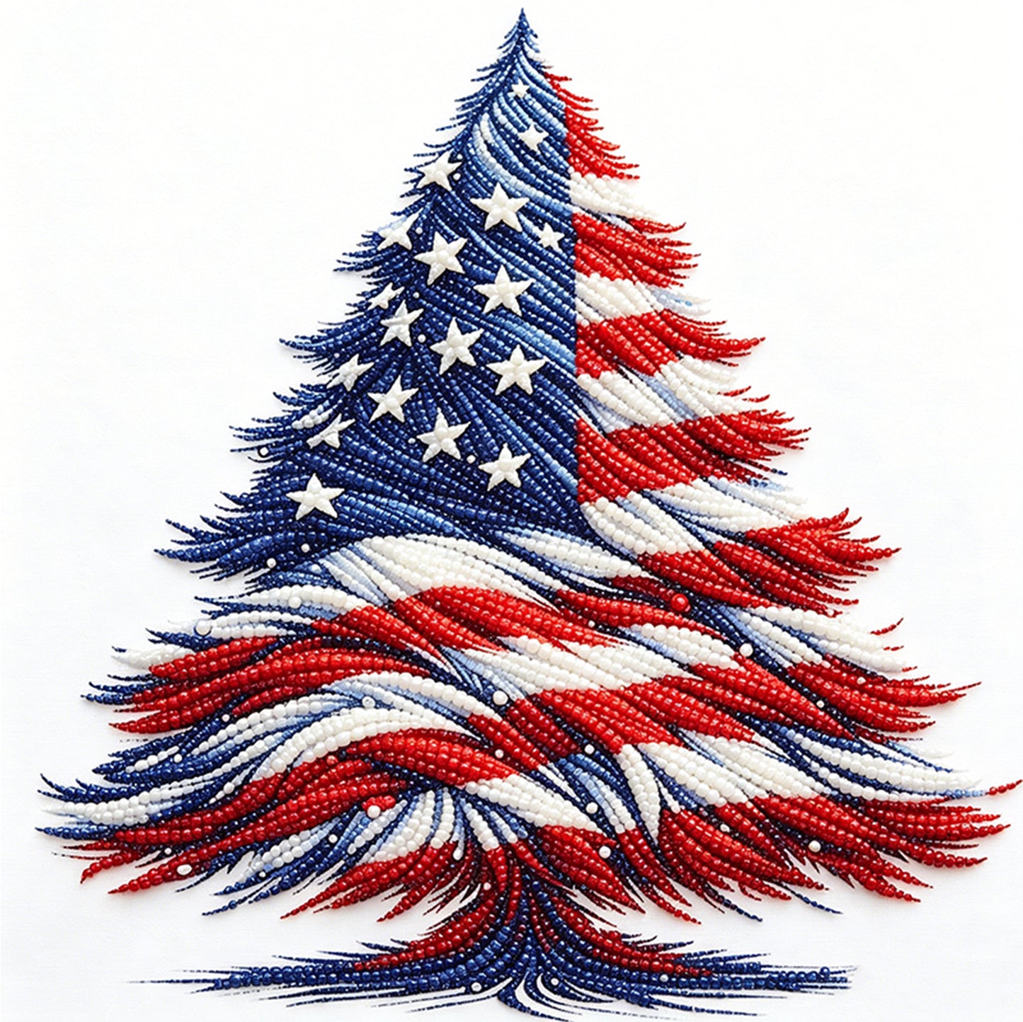 Independence Day - Partial 11CT Stamped Cross Stitch - Bead Embroidery 36x36CM/14.17x14.17in