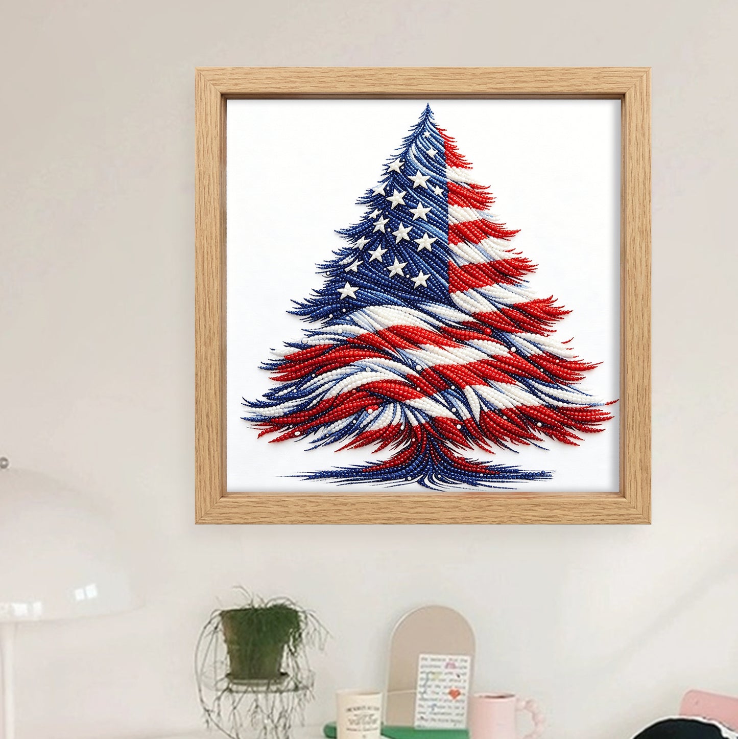 Independence Day - Partial 11CT Stamped Cross Stitch - Bead Embroidery 36x36CM/14.17x14.17in