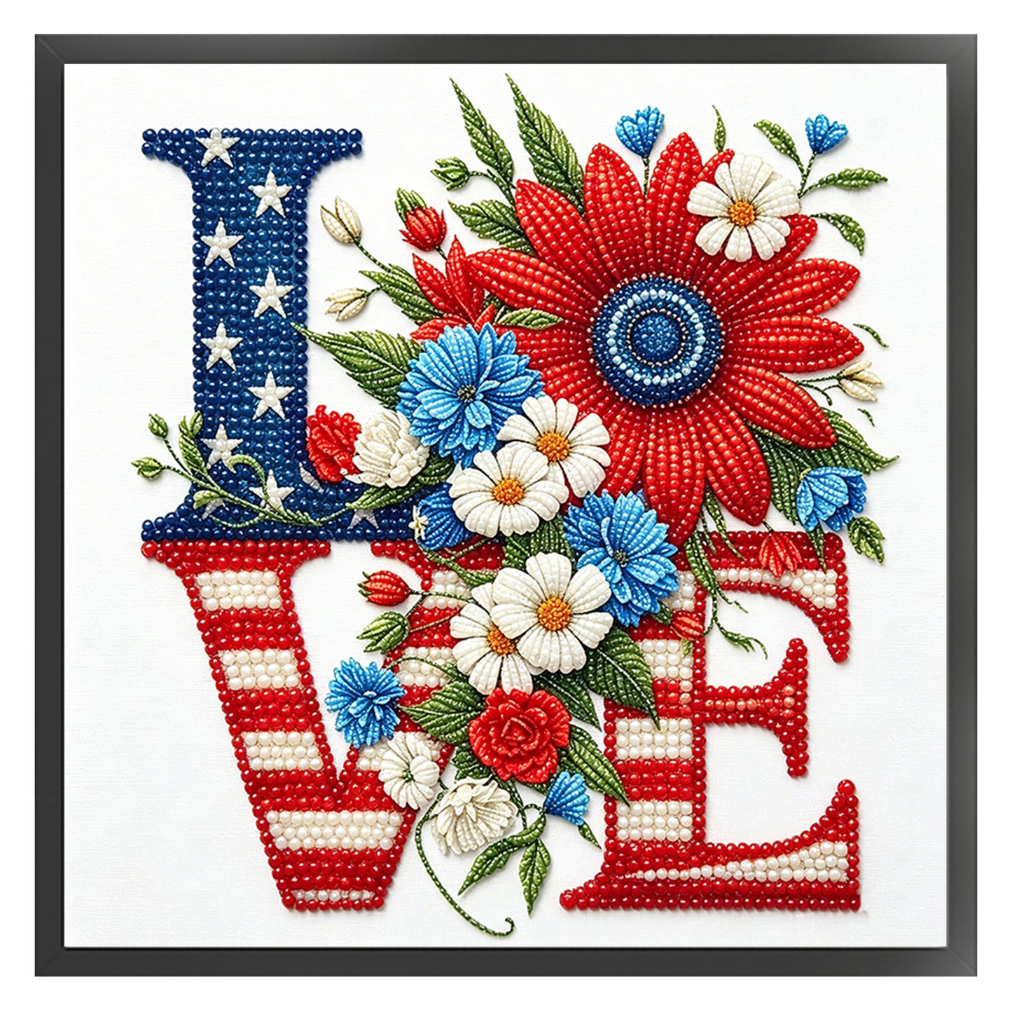 Independence Day - Partial 11CT Stamped Cross Stitch - Bead Embroidery 36x36CM/14.17x14.17in
