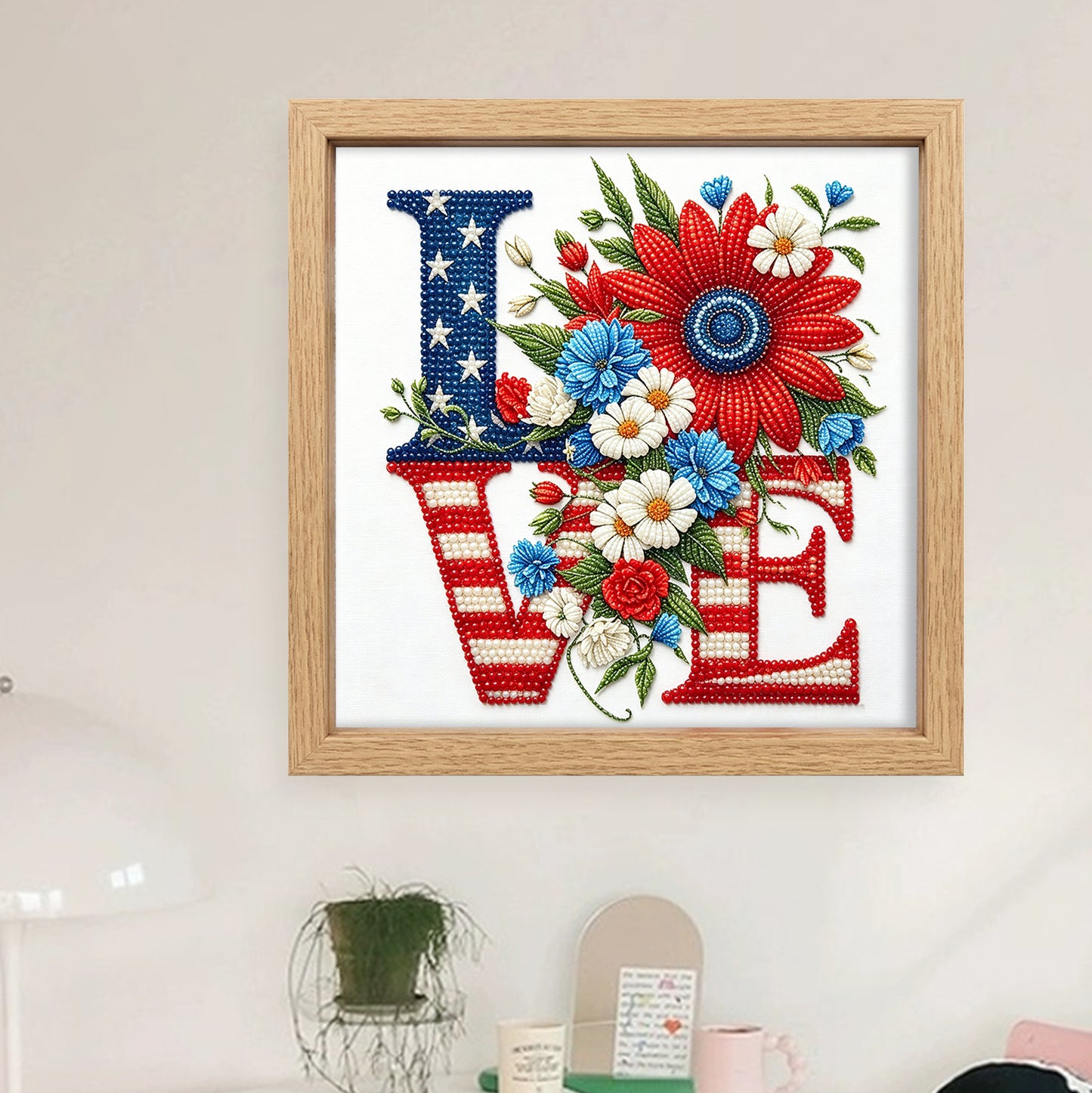 Independence Day - Partial 11CT Stamped Cross Stitch - Bead Embroidery 36x36CM/14.17x14.17in