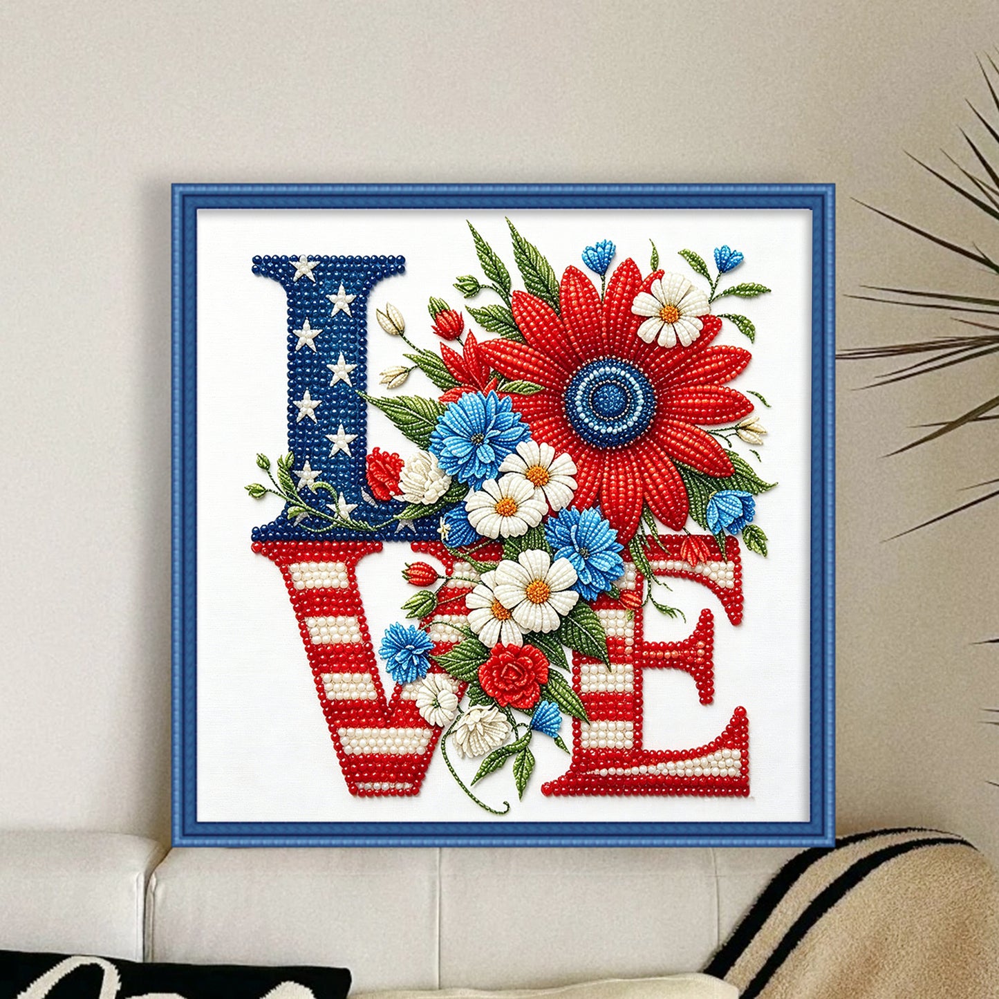 Independence Day - Partial 11CT Stamped Cross Stitch - Bead Embroidery 36x36CM/14.17x14.17in