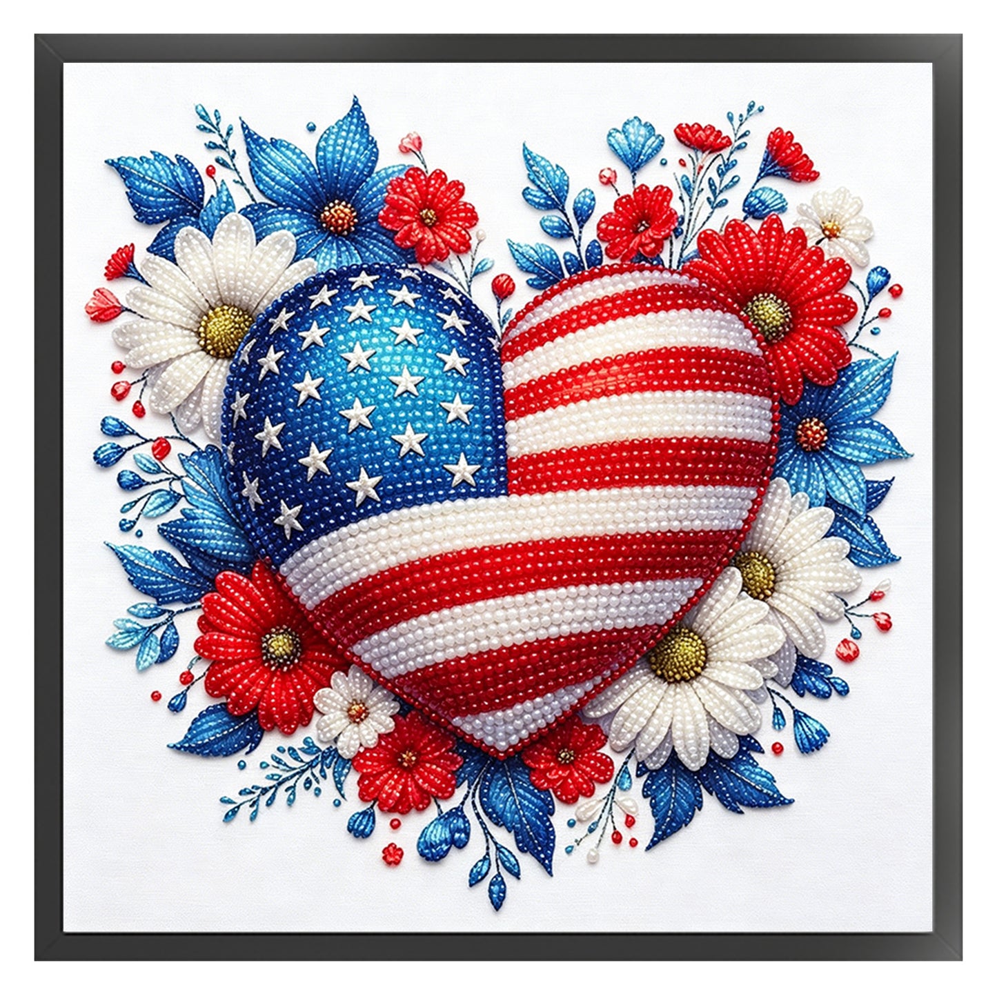 Independence Day - Partial 11CT Stamped Cross Stitch - Bead Embroidery 36x36CM/14.17x14.17in