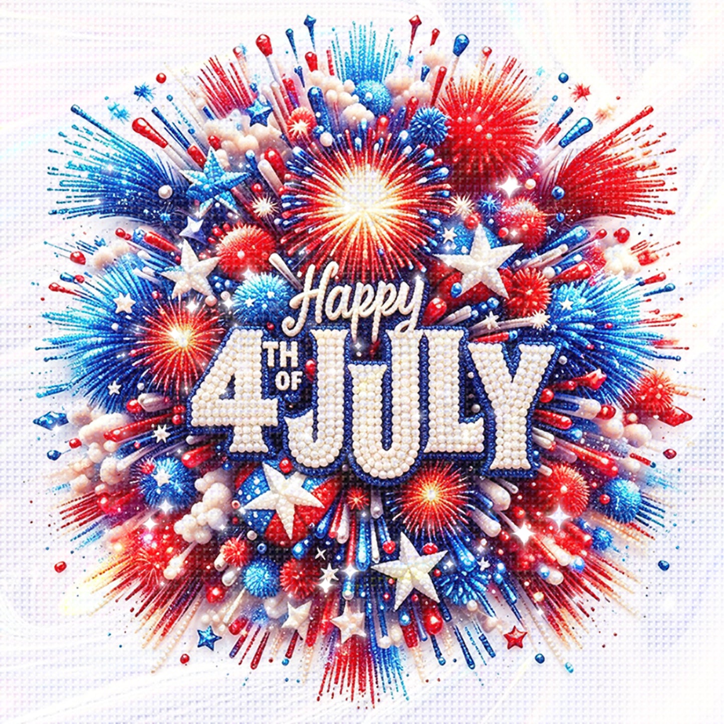 Independence Day - Partial 11CT Stamped Cross Stitch - Bead Embroidery 36x36CM/14.17x14.17in