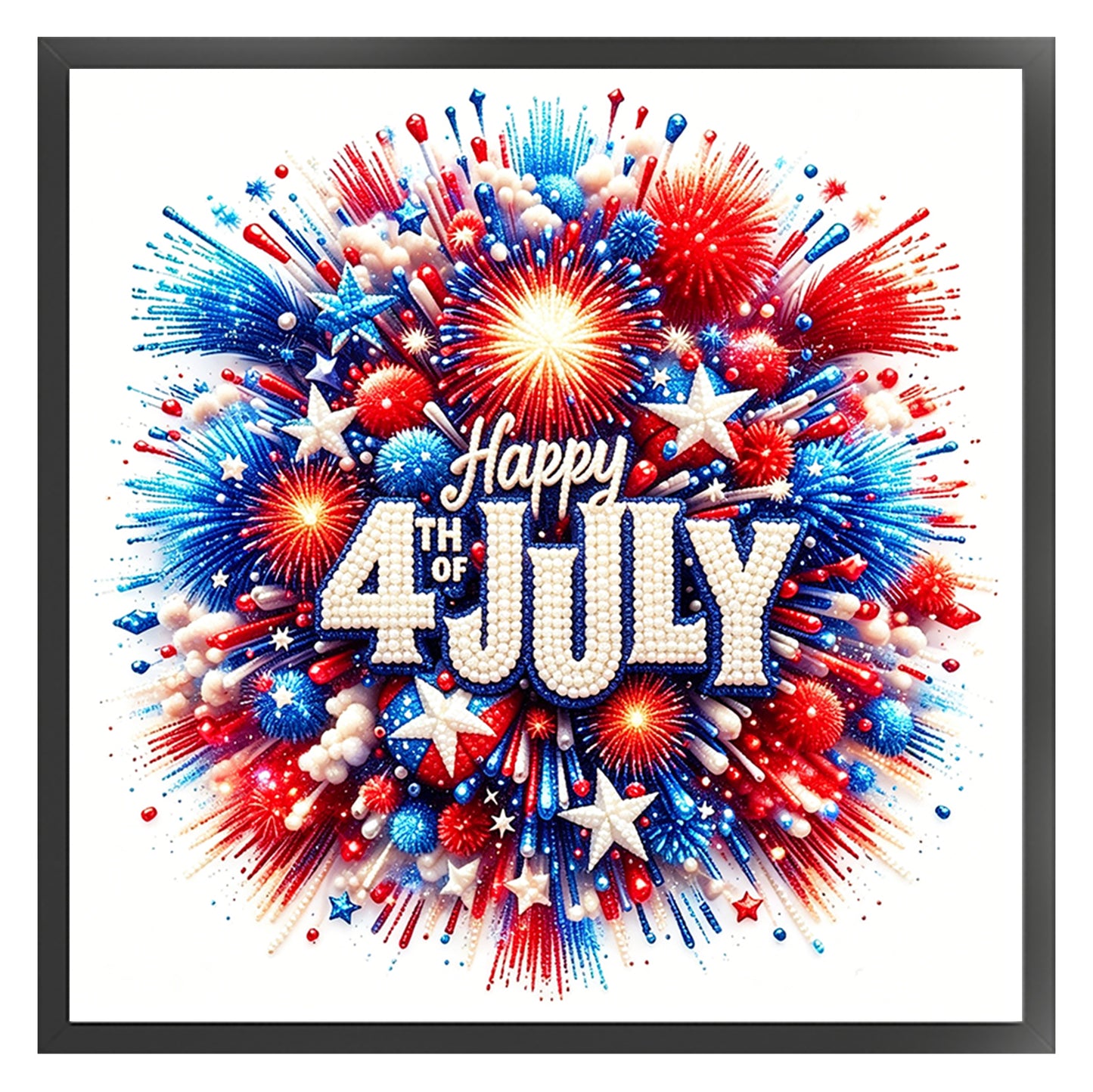 Independence Day - Partial 11CT Stamped Cross Stitch - Bead Embroidery 36x36CM/14.17x14.17in