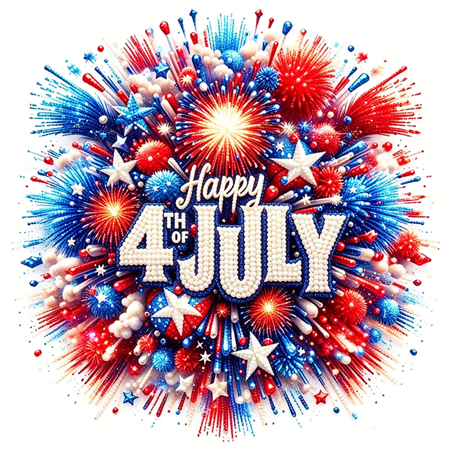 Independence Day - Partial 11CT Stamped Cross Stitch - Bead Embroidery 36x36CM/14.17x14.17in