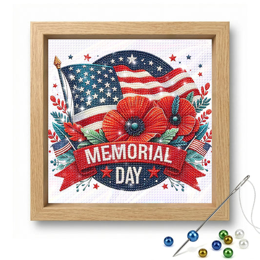 Independence Day - Partial 11CT Stamped Cross Stitch - Bead Embroidery 36x36CM/14.17x14.17in