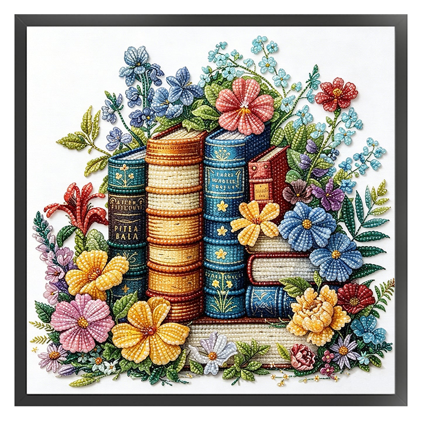 Whimsical Book Garden - Partial 11CT Stamped Cross Stitch - Bead Embroidery 36x36CM/14.17x14.17in
