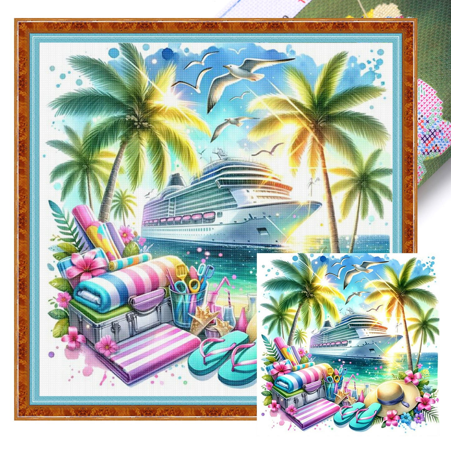 Ocean Cruise Ship - Full 11CT Stamped Cross Stitch 40x40CM - Huacan
