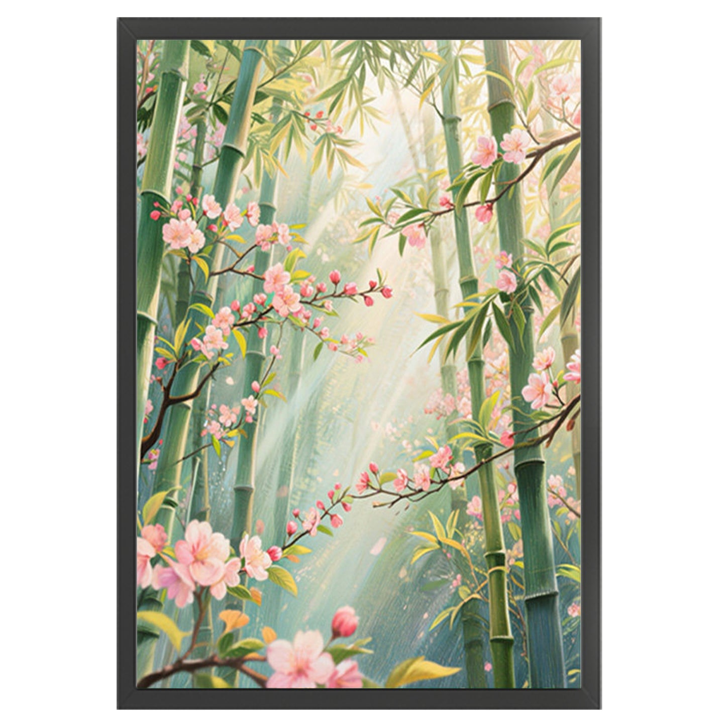 Bamboo Forest And Peach Blossoms - Full 11CT Stamped Cross Stitch 50x68CM - Mona Lisa