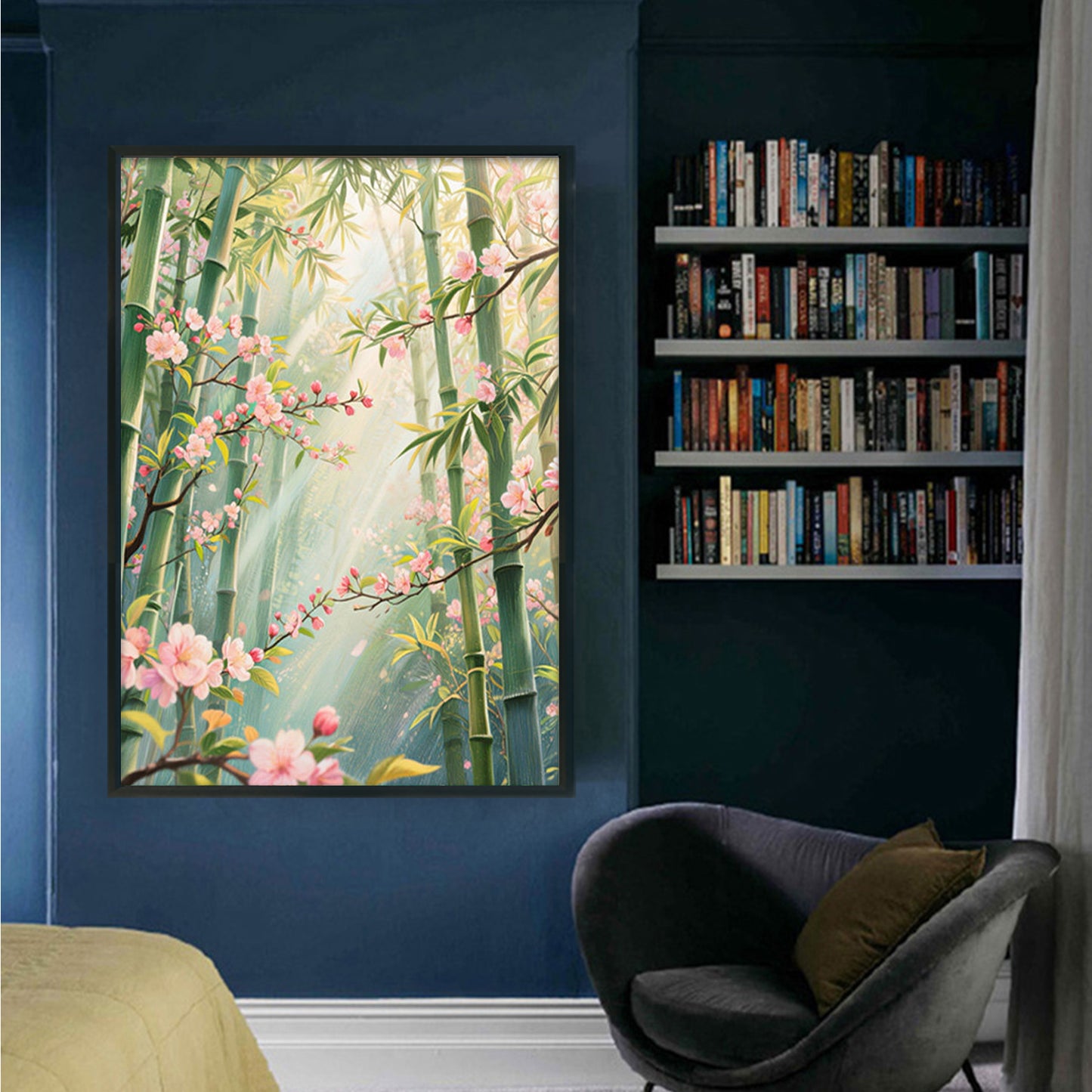 Bamboo Forest And Peach Blossoms - Full 11CT Stamped Cross Stitch 50x68CM - Mona Lisa