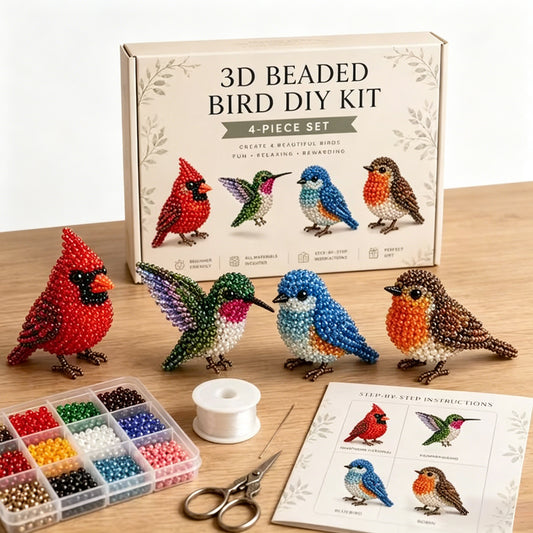 Backyard Birds DIY 3D Animals Bead Embroidery Kits Complete Accessories Cute Bead Craft Animal Set for Crafting Enthusiasts Girls Women Teens Adults