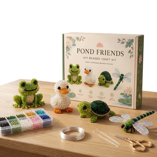 Pond Friends DIY 3D Animals Bead Embroidery Kits Complete Accessories Cute Bead Craft Animal Set for Crafting Enthusiasts Girls Women Teens Adults