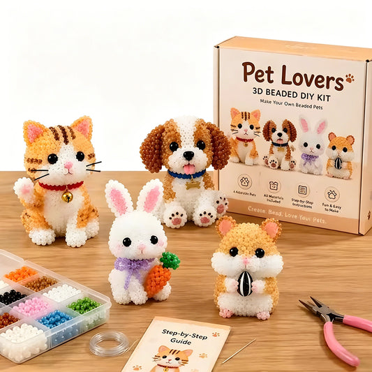 Pet Lovers DIY 3D Animals Bead Embroidery Kits Complete Accessories Cute Bead Craft Animal Set for Crafting Enthusiasts Girls Women Teens Adults