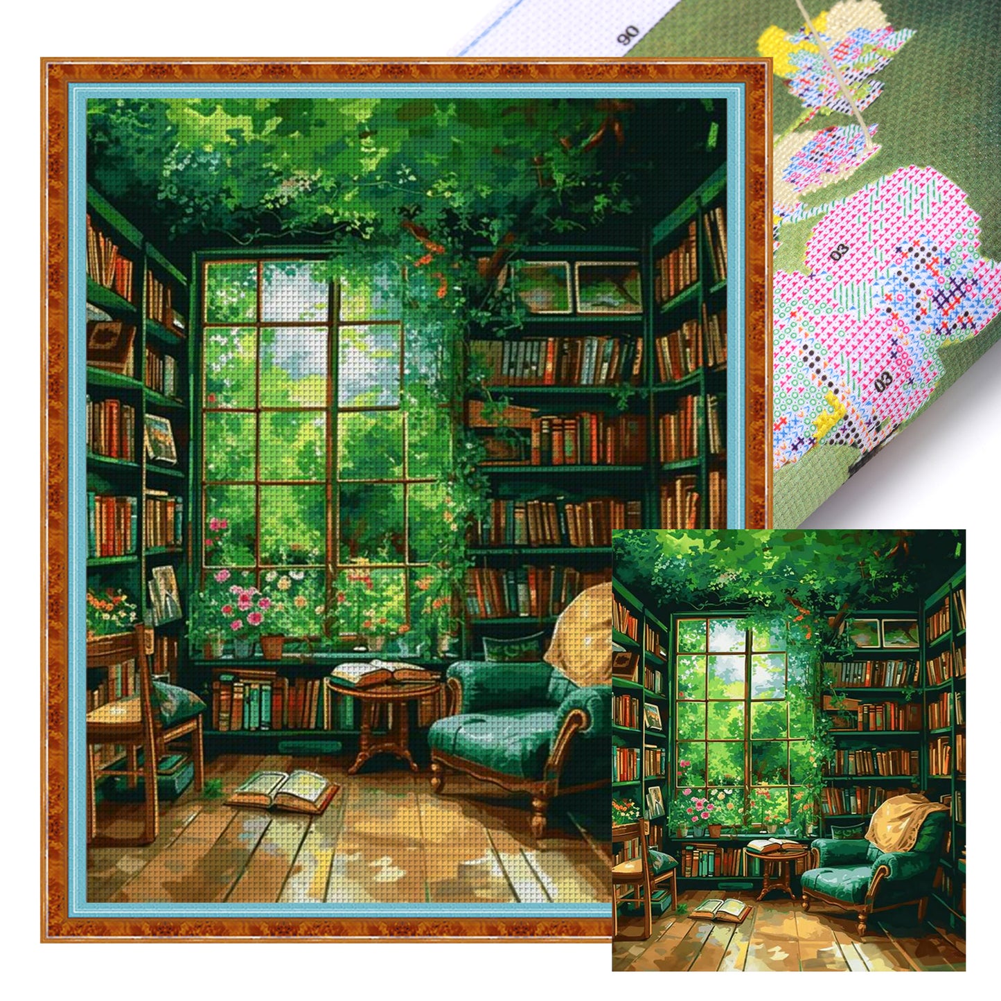 Sunlit Forest Study - Full 11CT Stamped Cross Stitch 40x50CM - Huacan