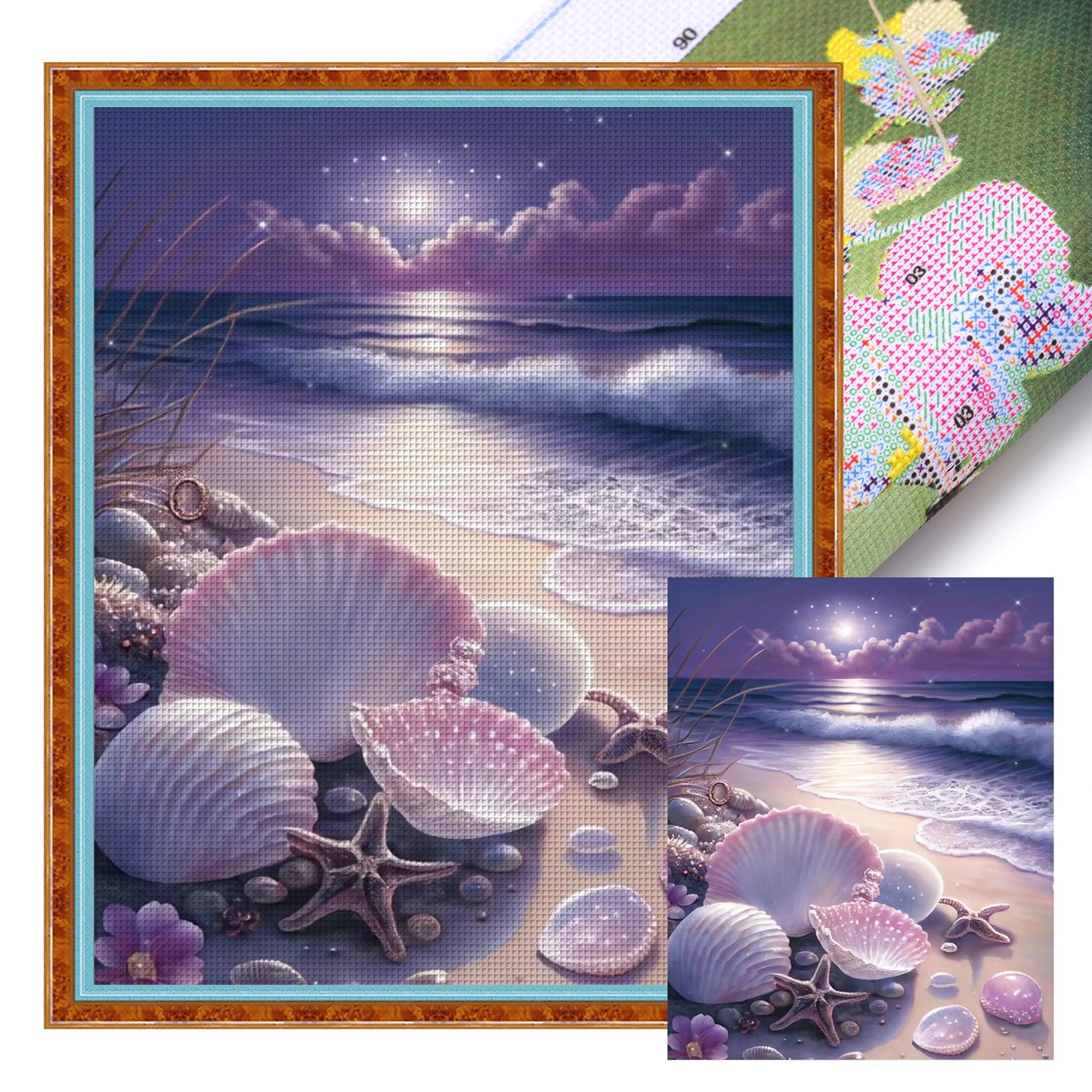 Dreamy Purple Coast - Full 11CT Stamped Cross Stitch 40x50CM - Huacan