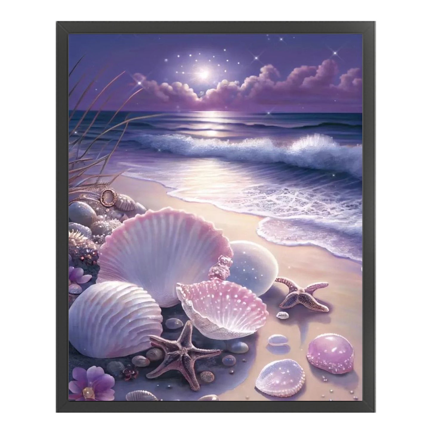 Dreamy Purple Coast - Full 11CT Stamped Cross Stitch 40x50CM - Huacan