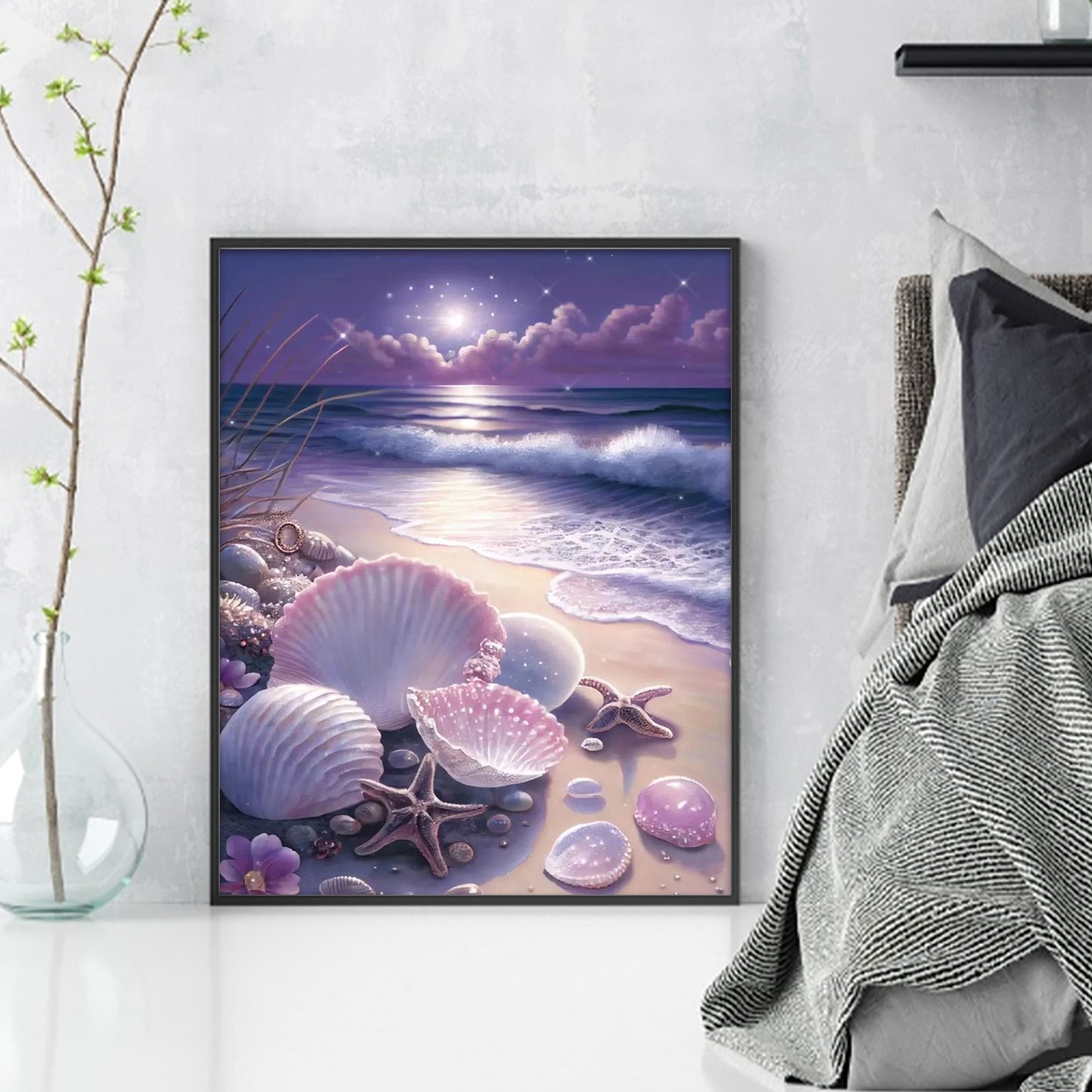 Dreamy Purple Coast - Full 11CT Stamped Cross Stitch 40x50CM - Huacan