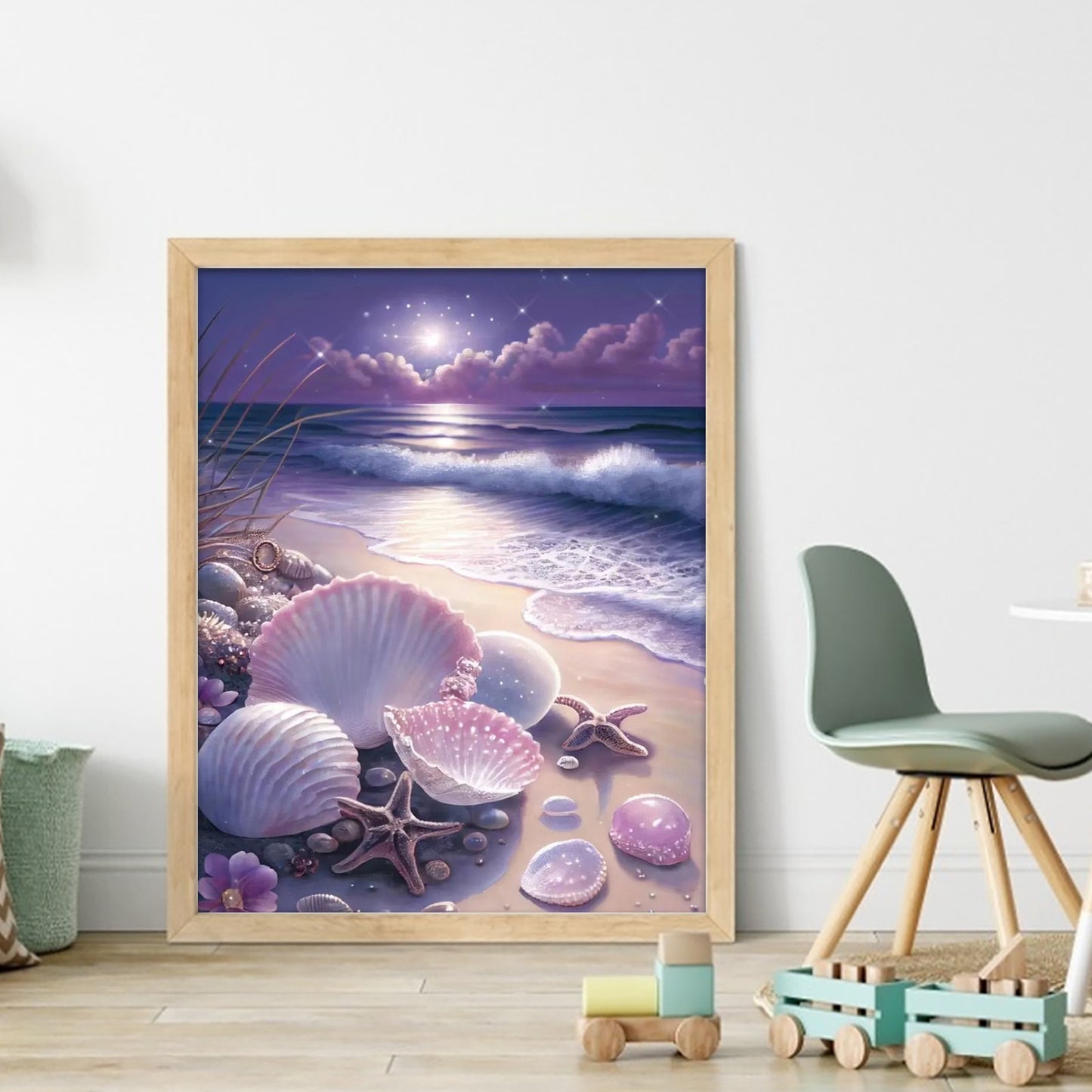 Dreamy Purple Coast - Full 11CT Stamped Cross Stitch 40x50CM - Huacan