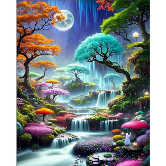 Mystic Moonlit Land - Full 11CT Stamped Cross Stitch 40x50CM - Huacan