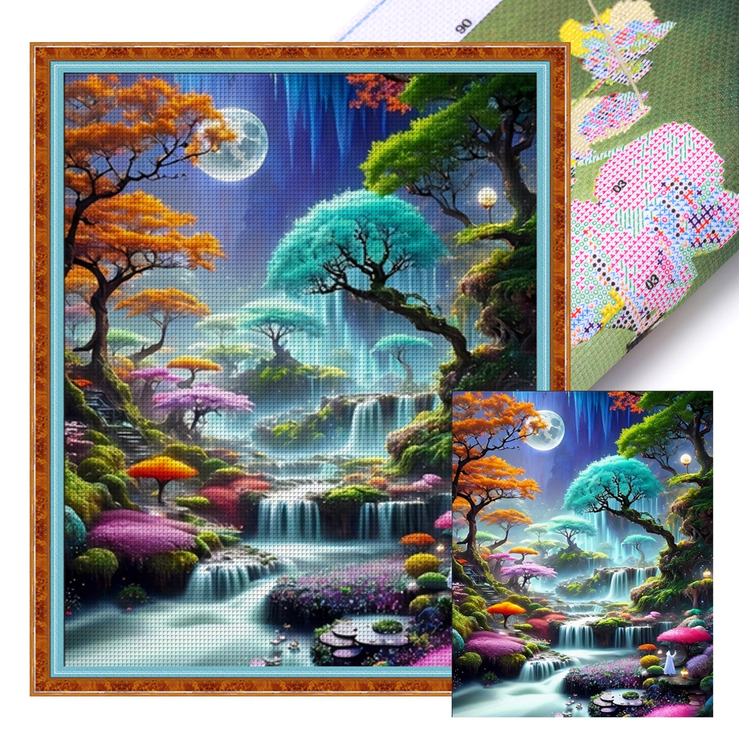 Mystic Moonlit Land - Full 11CT Stamped Cross Stitch 40x50CM - Huacan